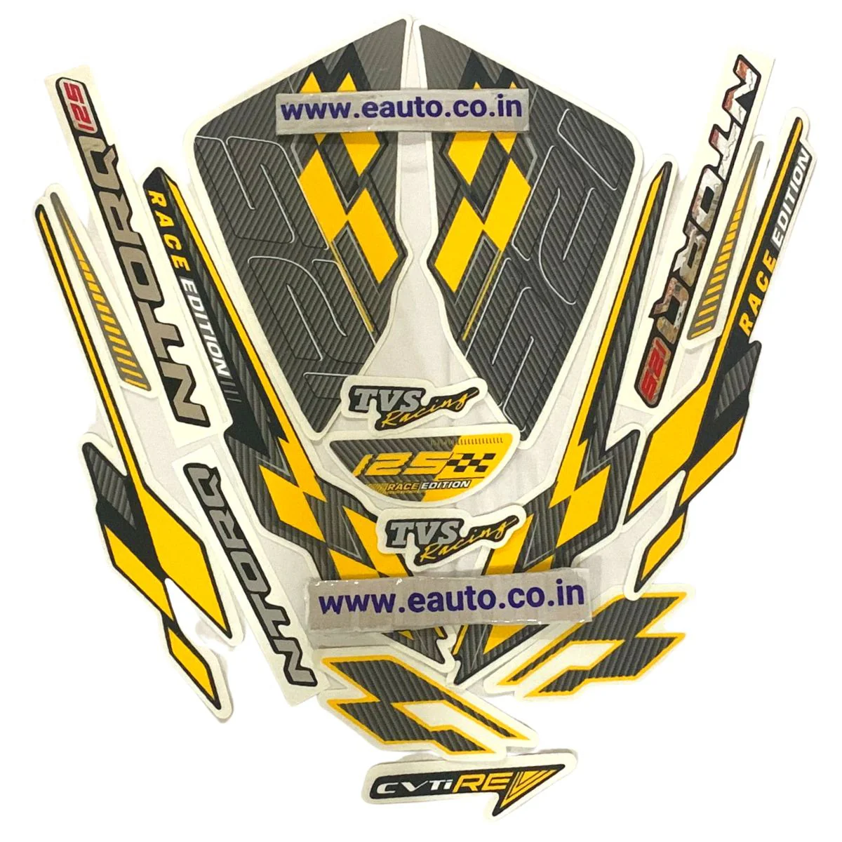 Graphics Sticker Set for TVS NTORQ 125 | Black & Yellow | Vinyl Decal Set | Both Sides
