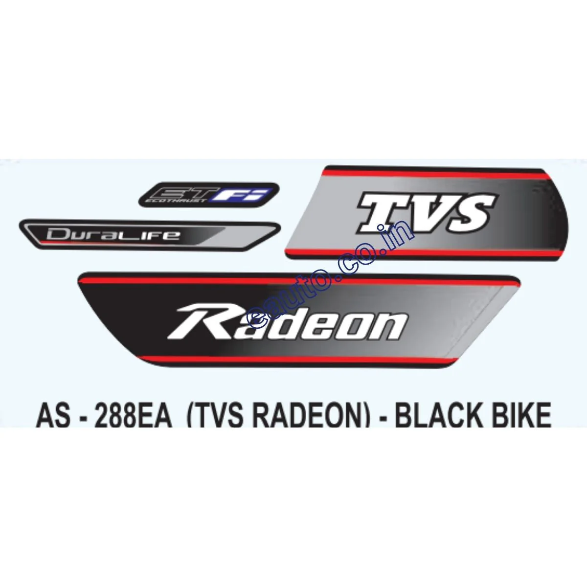 Graphics Sticker Set for TVS Radeon Fi | Black Vehicle | Both Sides