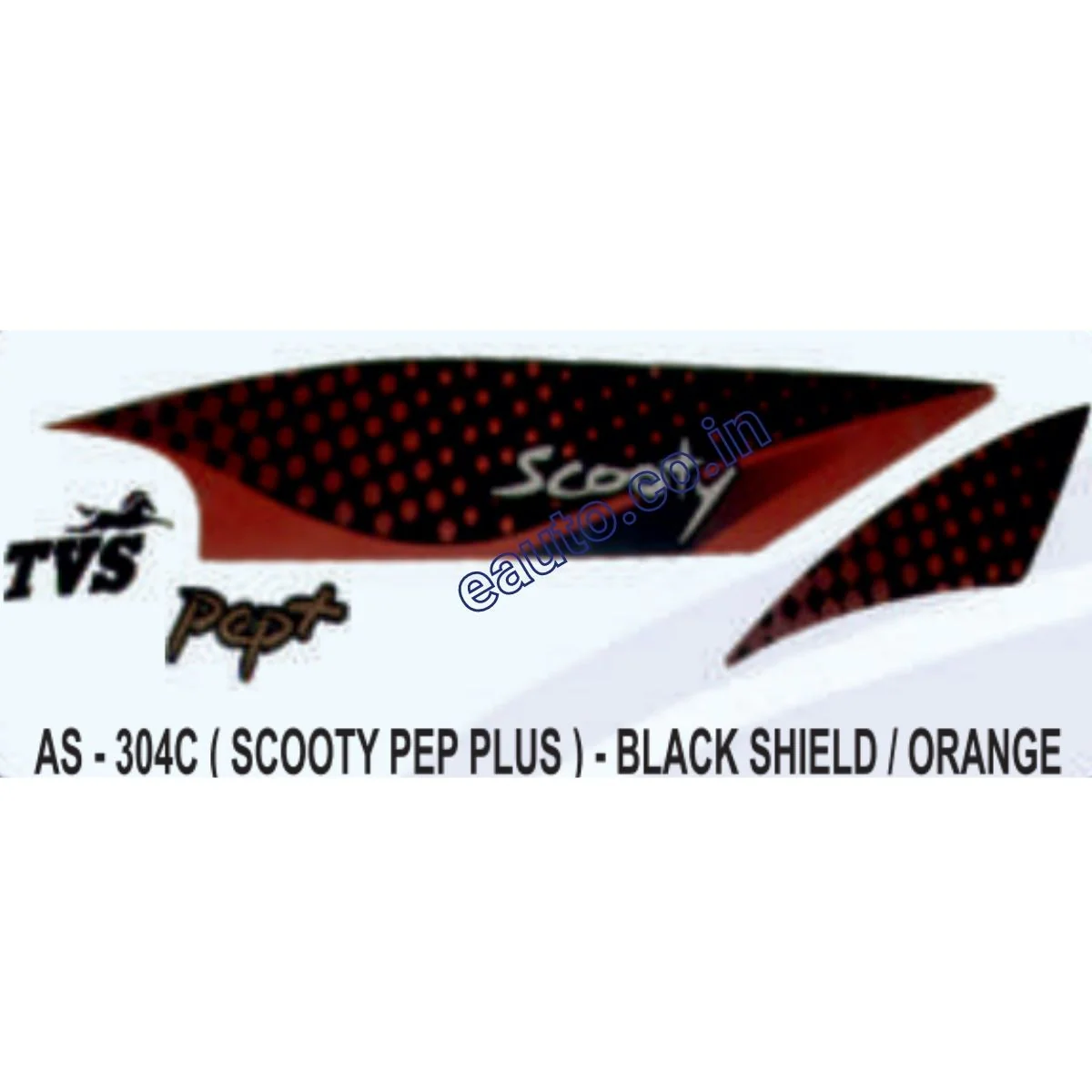 Graphics Sticker Set for TVS Scooty Pep Plus | Black Vehicle | Orange Sticker | Both Sides