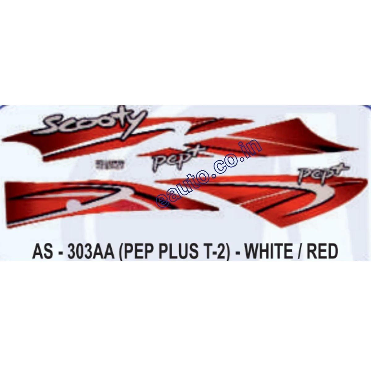 Graphics Sticker Set for TVS Scooty Pep Plus | Type 2 | White | Red Sticker | Both Sides