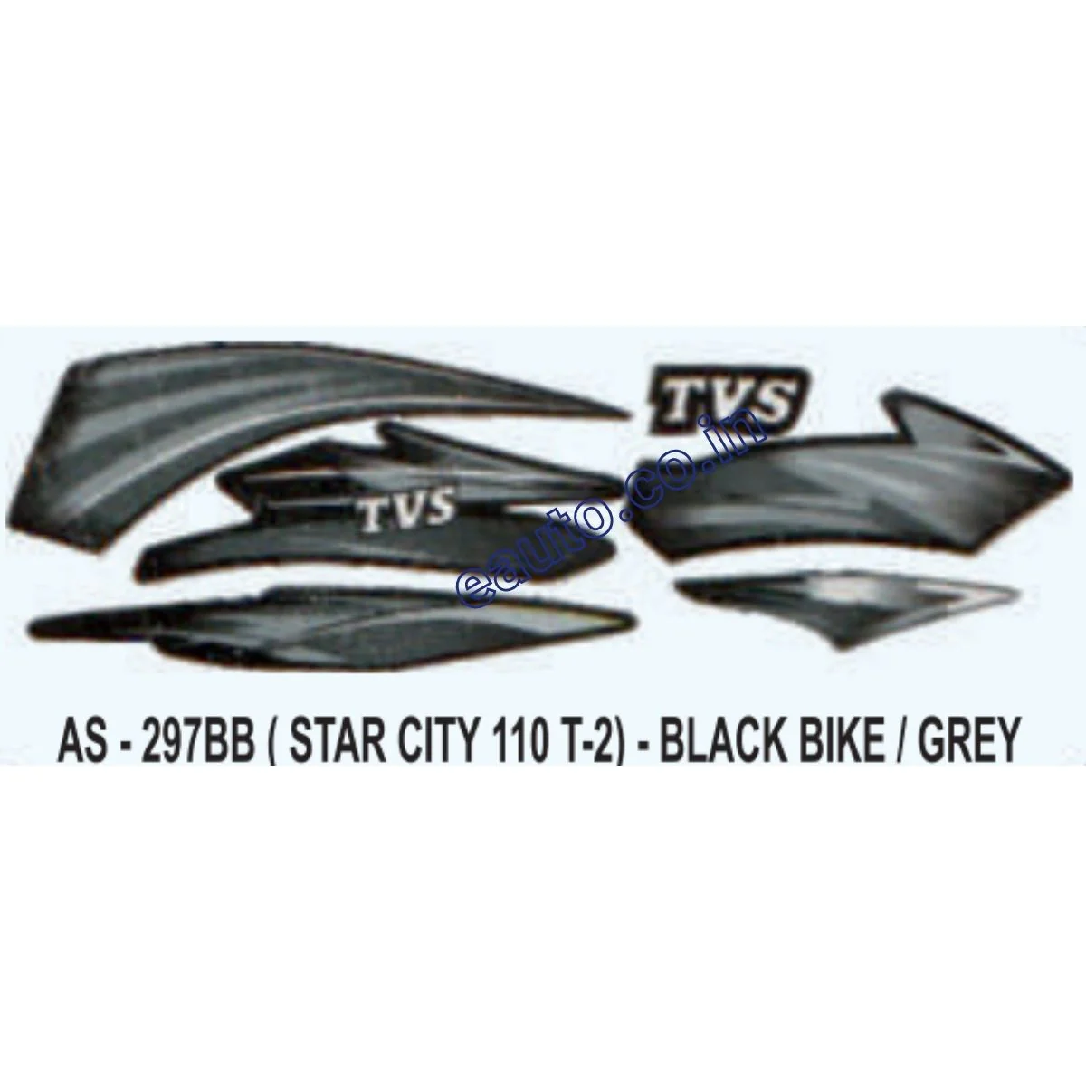 Graphics Sticker Set for TVS Star City 110 | Type 2 | Black Vehicle | Grey Sticker | Both Sides
