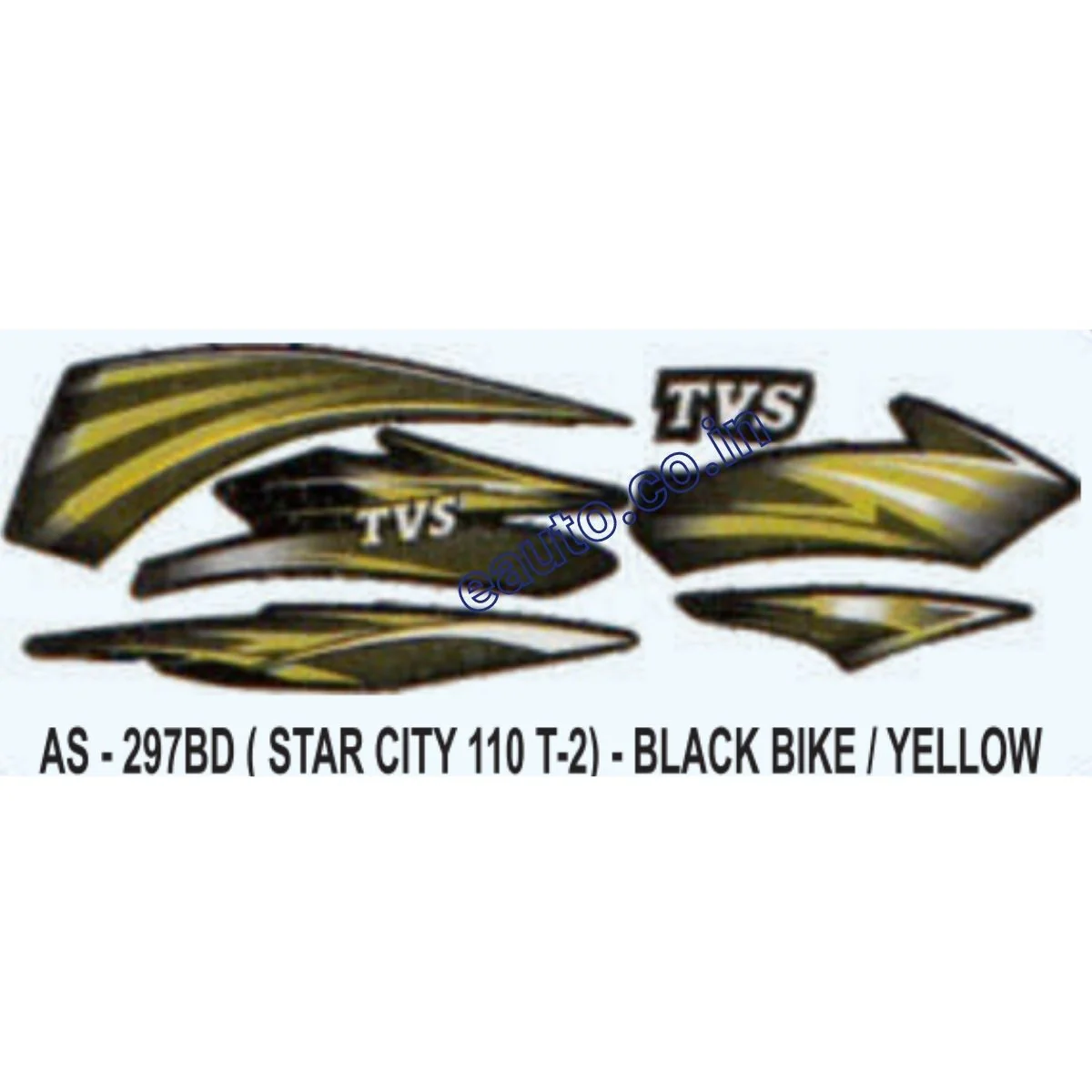 Graphics Sticker Set for TVS Star City 110 | Type 2 | Black Vehicle | Yellow Sticker | Both Sides