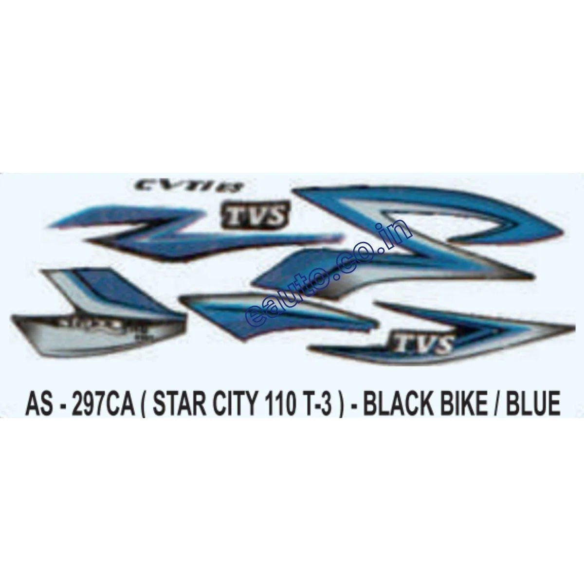 Graphics Sticker Set for TVS Star City 110 | Type 3 | Black Vehicle | Blue Sticker | Both Sides
