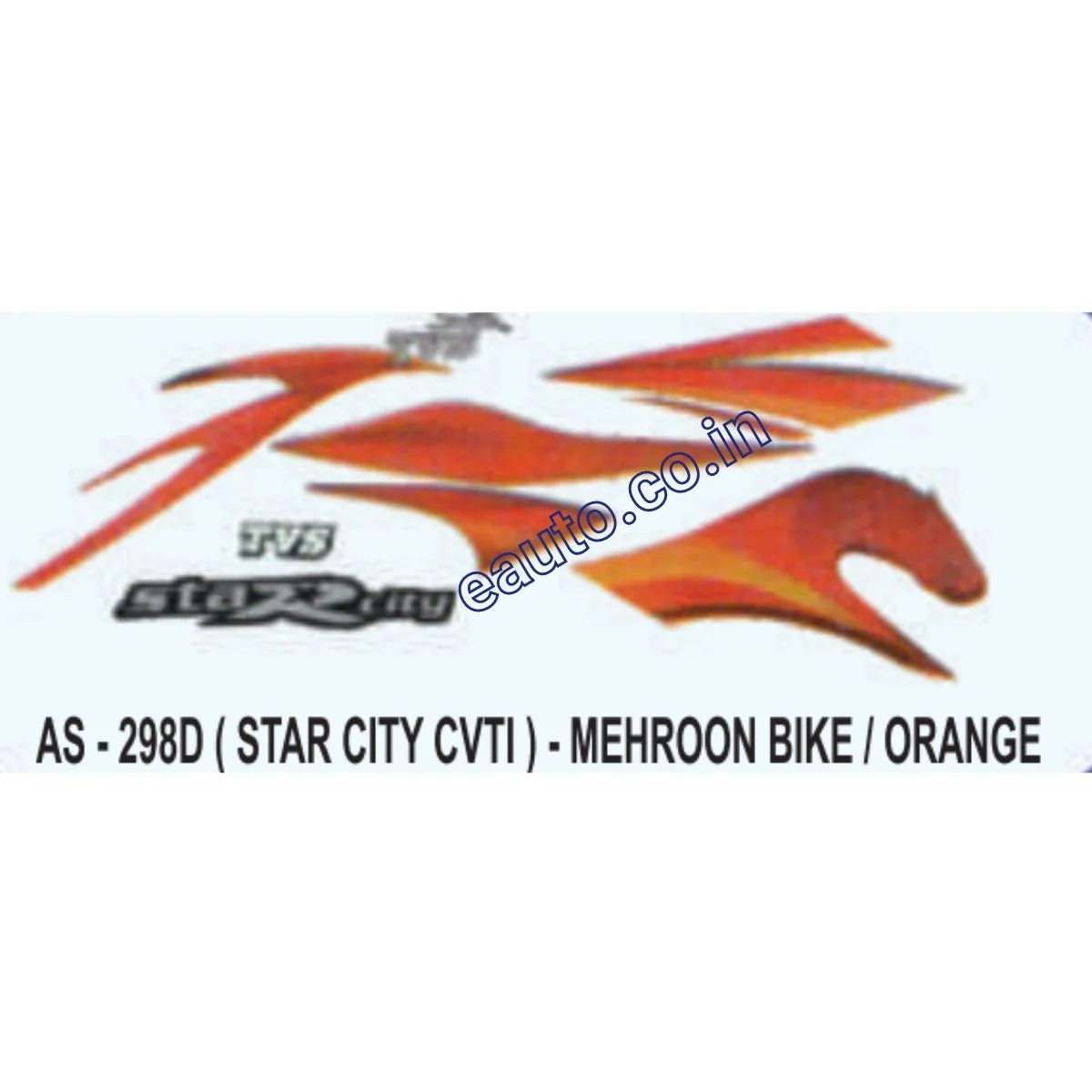 Graphics Sticker Set for TVS Star City CVTI | Mehroon Vehicle | Orange Sticker | Both Sides