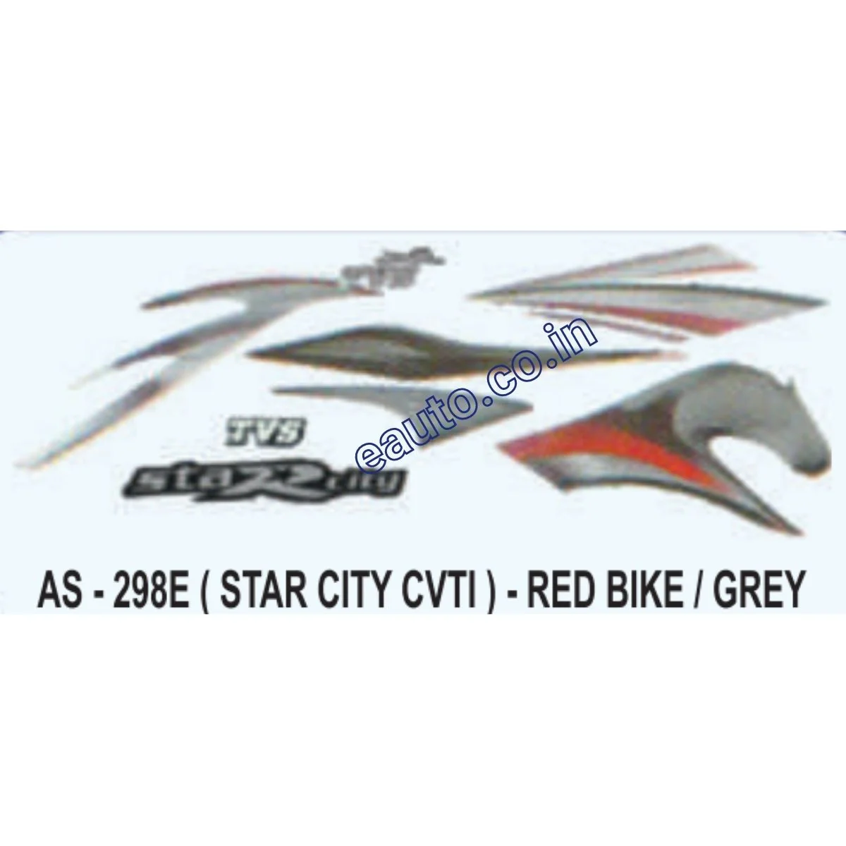 Graphics Sticker Set for TVS Star City CVTI | Red Vehicle | Grey Sticker | Both Sides