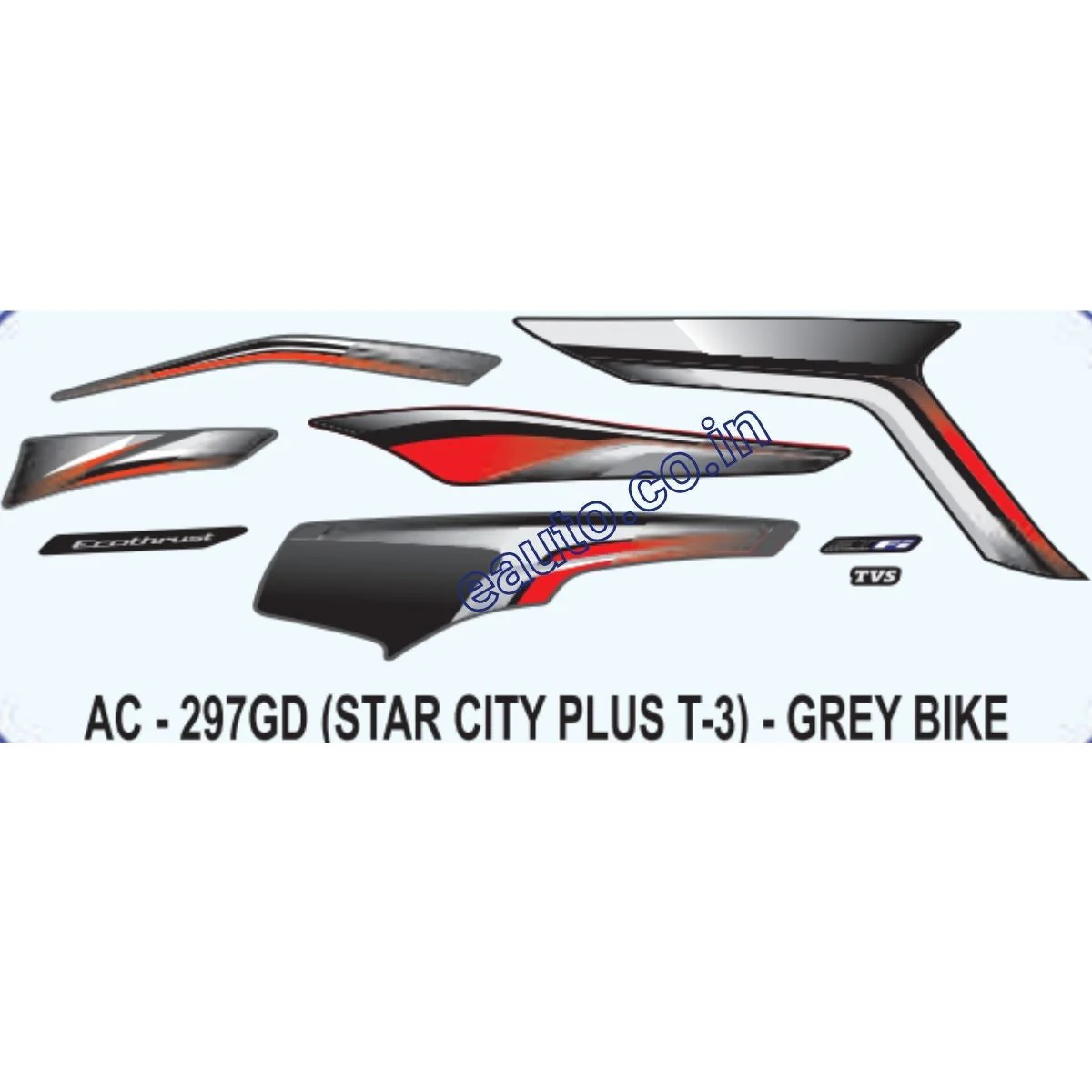 Graphics Sticker Set for TVS Star City Plus | Type 3 | Grey Vehicle | Both Sides
