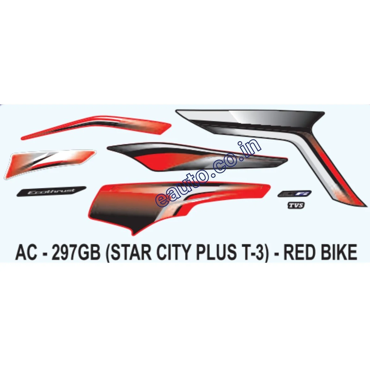 Graphics Sticker Set for TVS Star City Plus | Type 3 | Red Vehicle | Both Sides