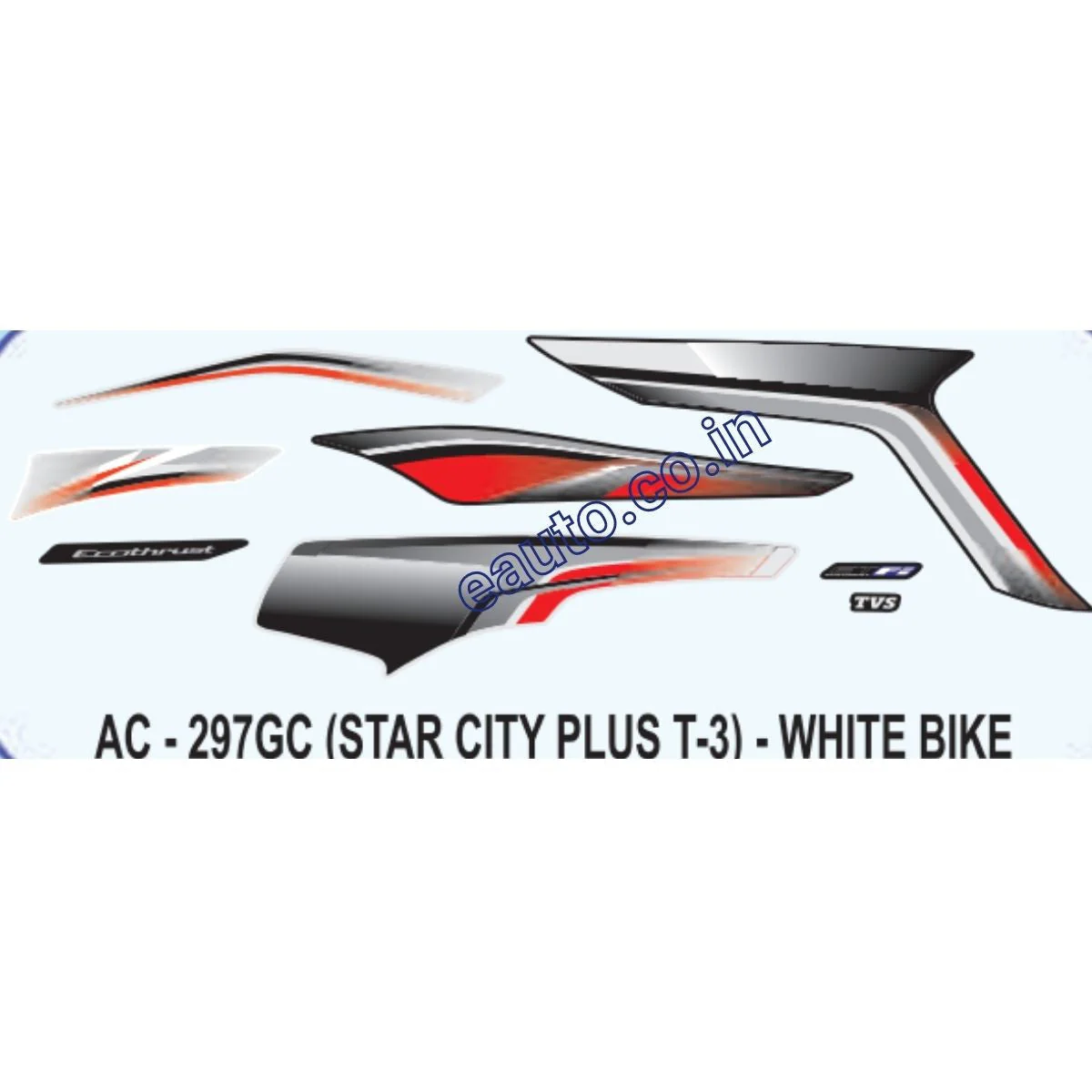 Graphics Sticker Set for TVS Star City Plus | Type 3 | White Vehicle | Both Sides