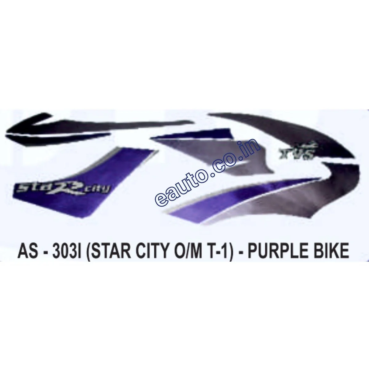Graphics Sticker Set for TVS Star City | Type 1 | Old Model | Purple Vehicle | Both Sides