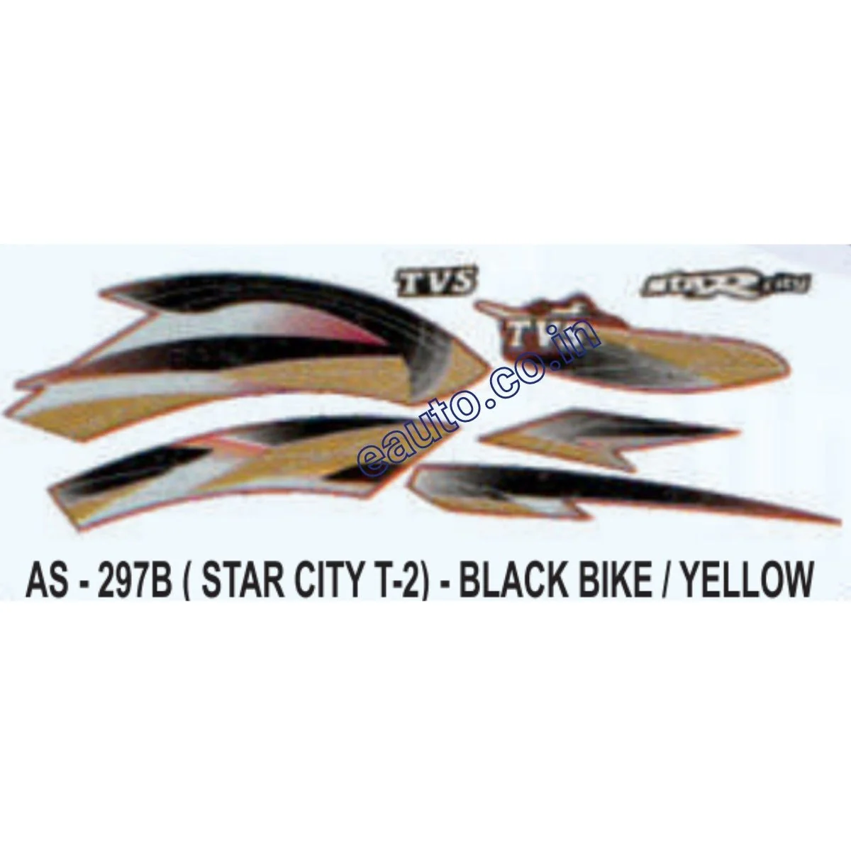 Graphics Sticker Set for TVS Star City | Type 2 | Black Vehicle | Yellow Sticker | Both Sides