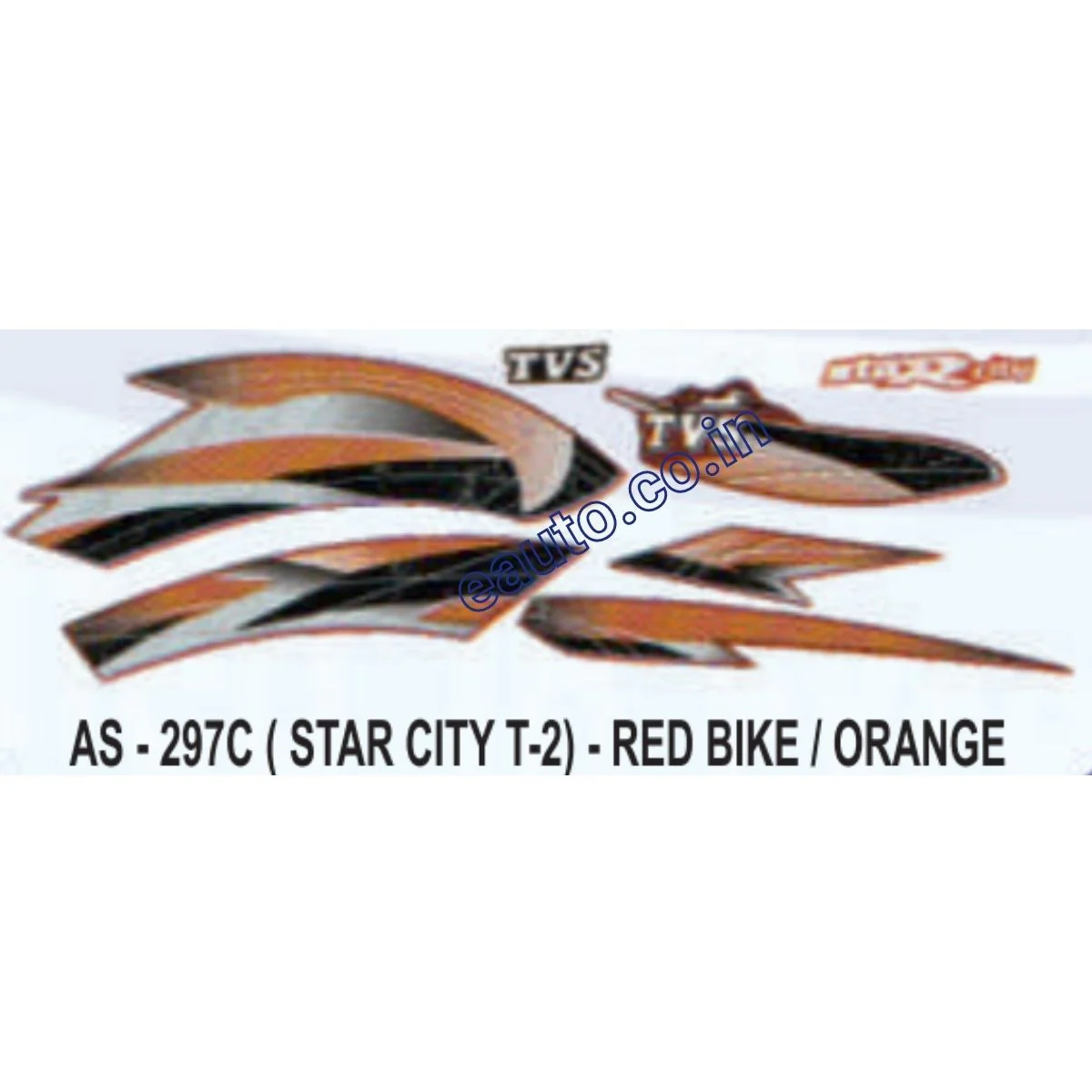 Graphics Sticker Set for TVS Star City | Type 2 | Red Vehicle | Orange Sticker | Both Sides