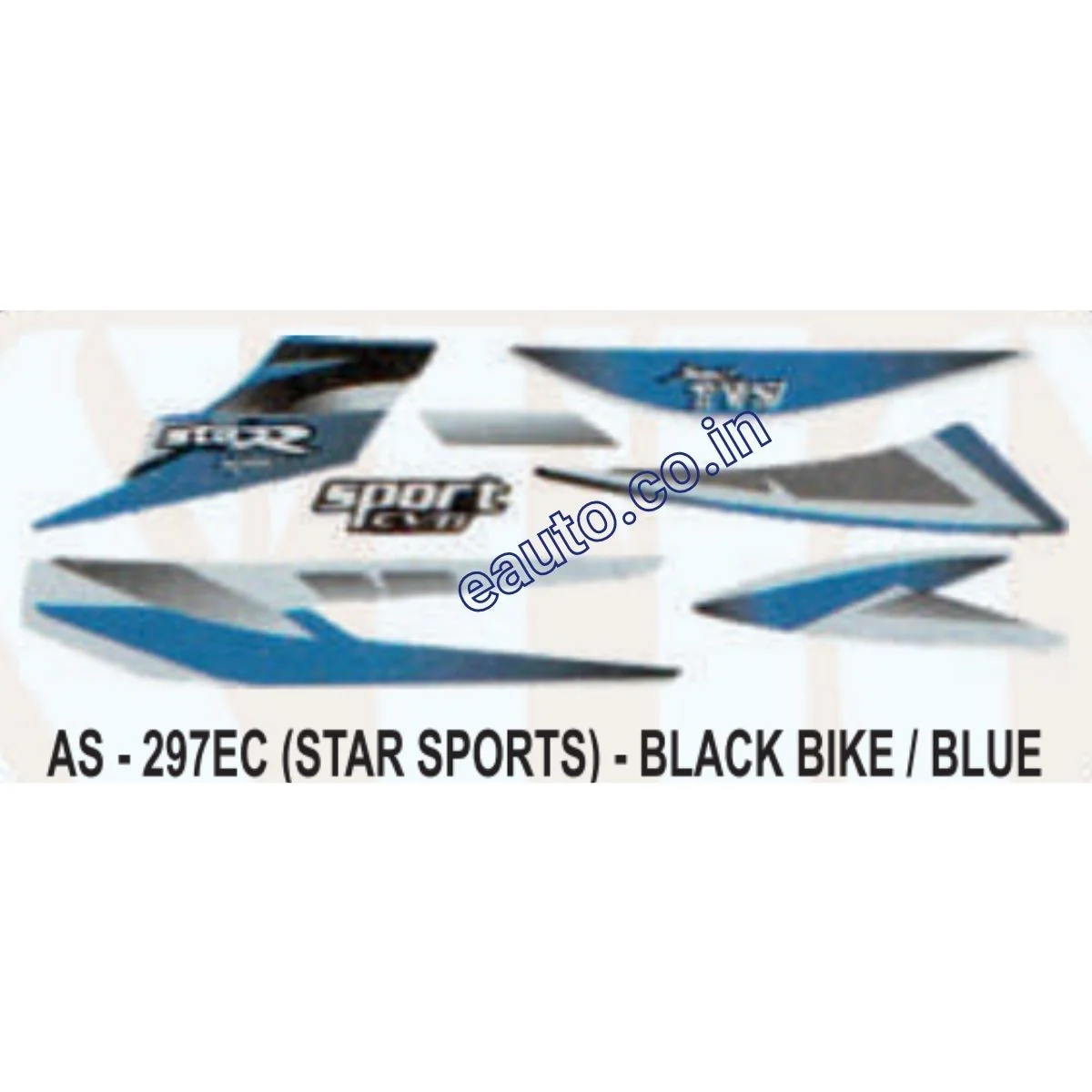 Graphics Sticker Set for TVS Star Sports | Black Vehicle | Blue Sticker | Both Sides