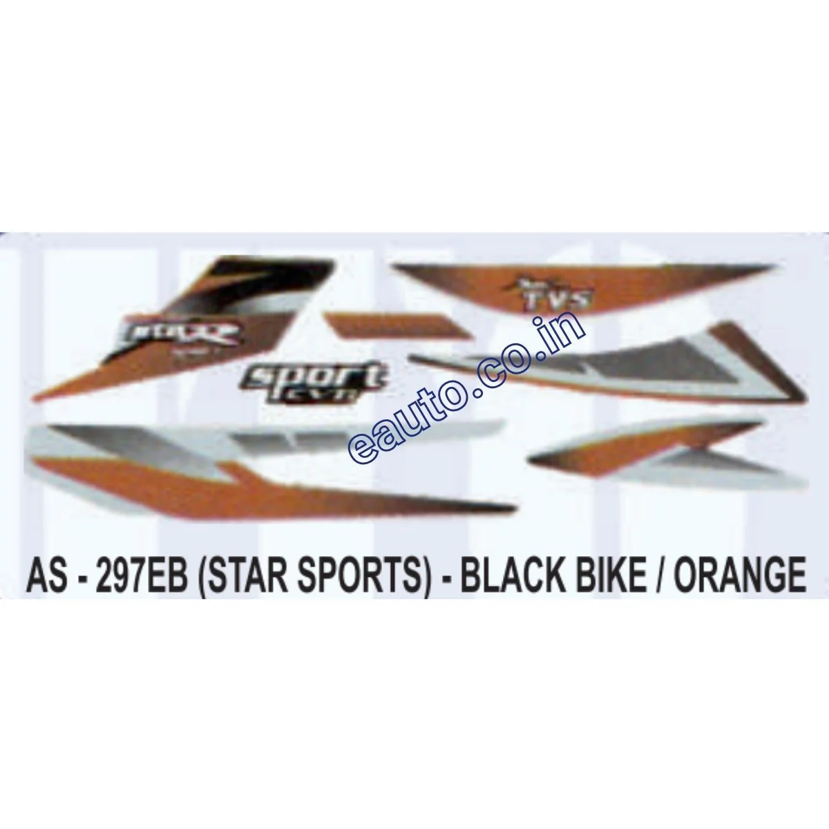 Graphics Sticker Set for TVS Star Sports | Black Vehicle | Orange Sticker | Both Sides
