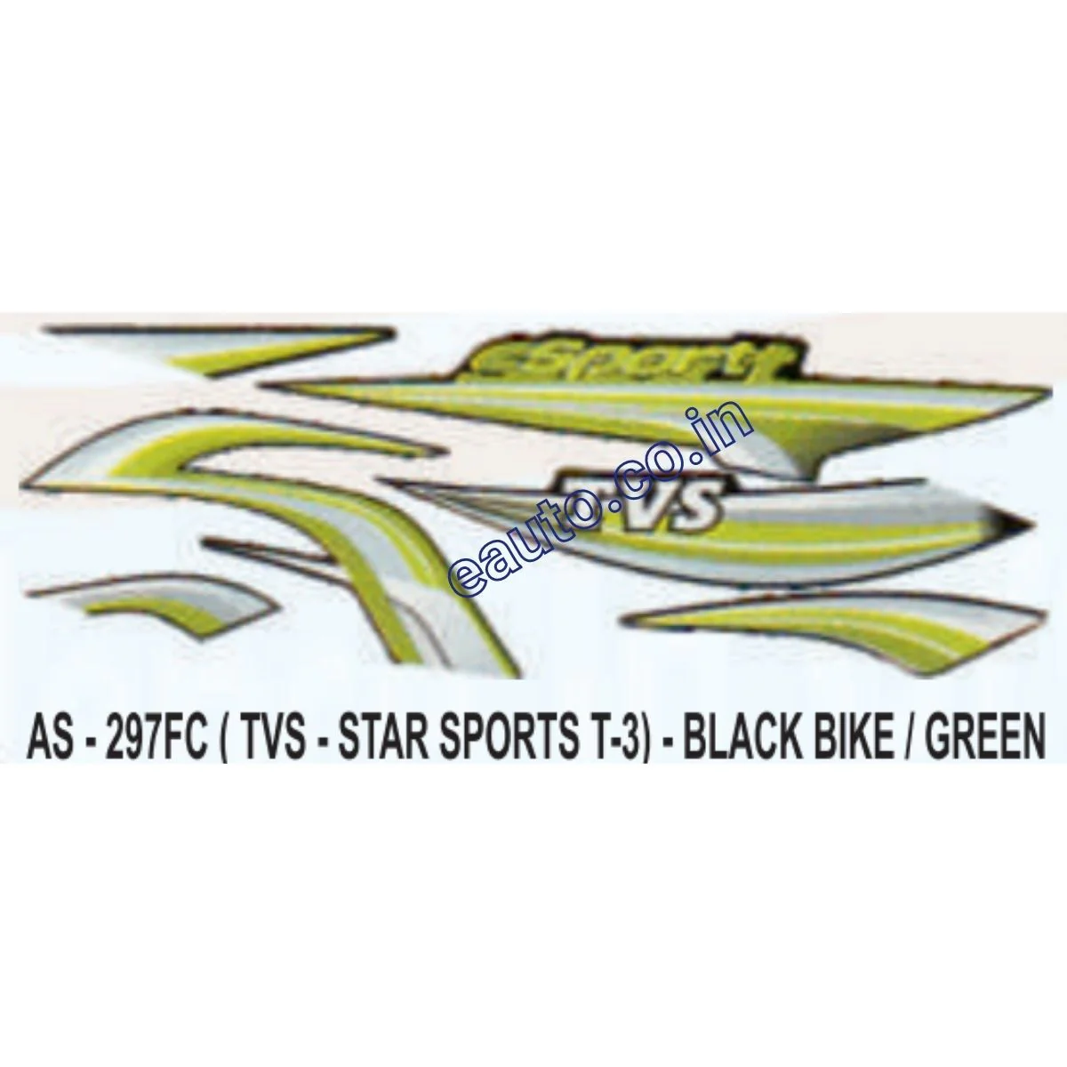 Graphics Sticker Set for TVS Star Sports | Type 3 | Black Vehicle | Green Sticker | Both Sides