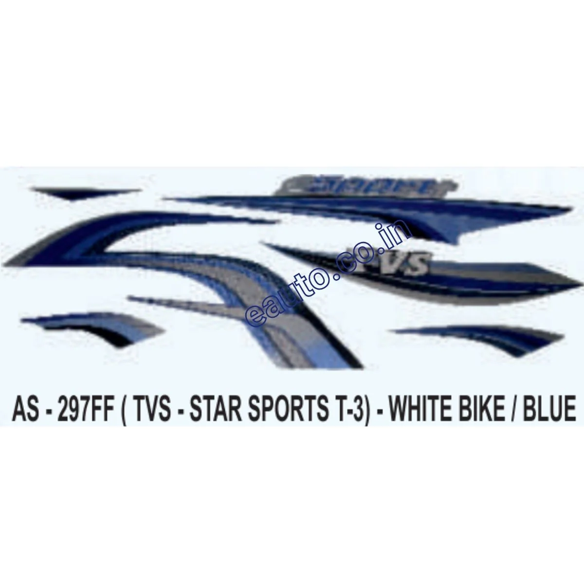 Graphics Sticker Set for TVS Star Sports | Type 3 | White Vehicle | Blue Sticker | Both Sides