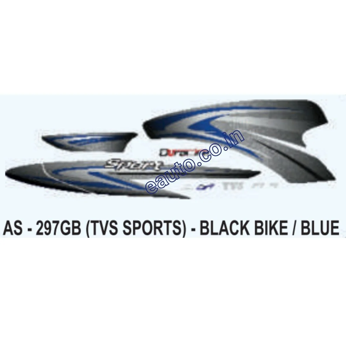 Graphics Sticker Set for TVS TVS Sports | Black Vehicle | Blue Sticker | Both Sides