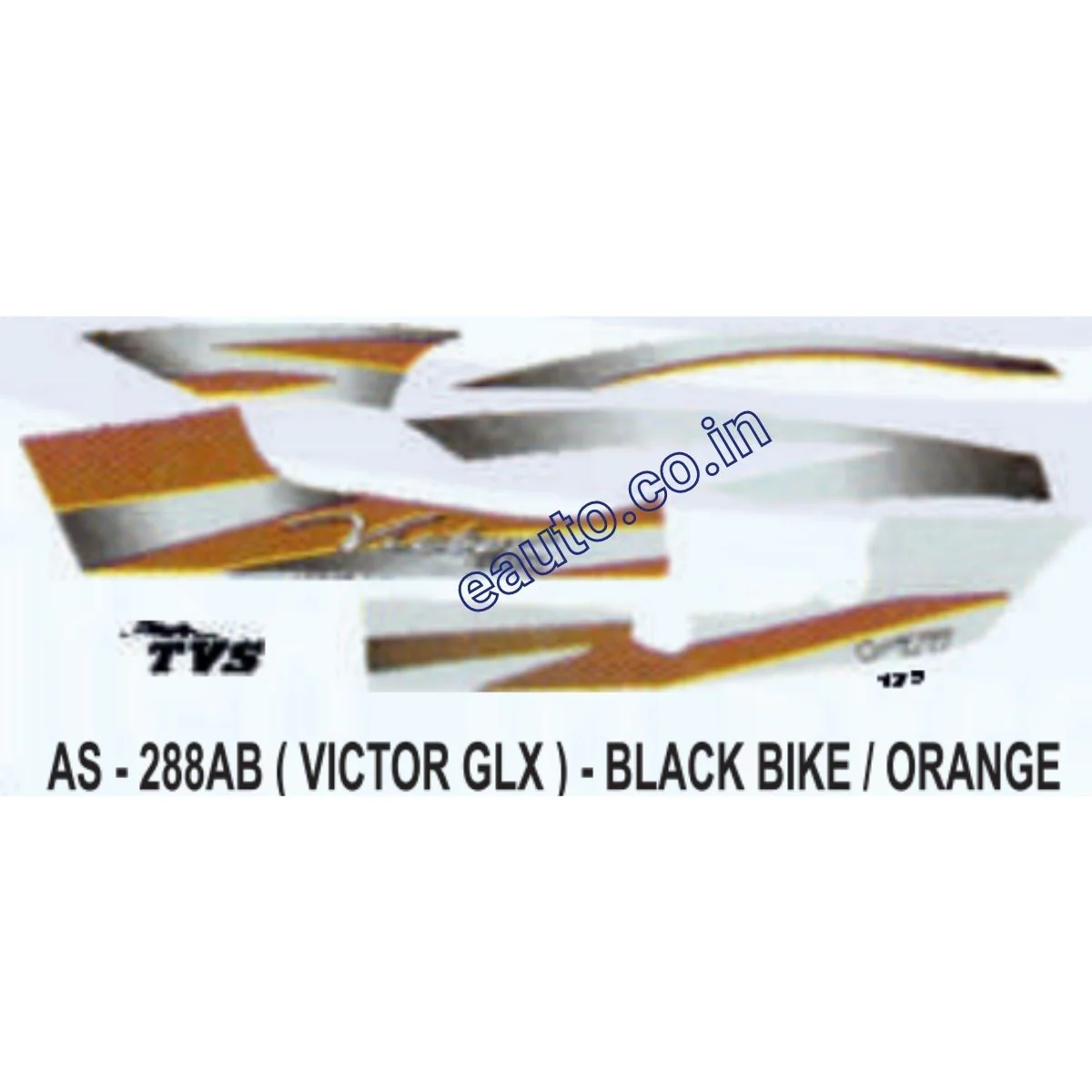 Graphics Sticker Set for TVS Victor GLX | Black Vehicle | Orange Sticker | Both Sides