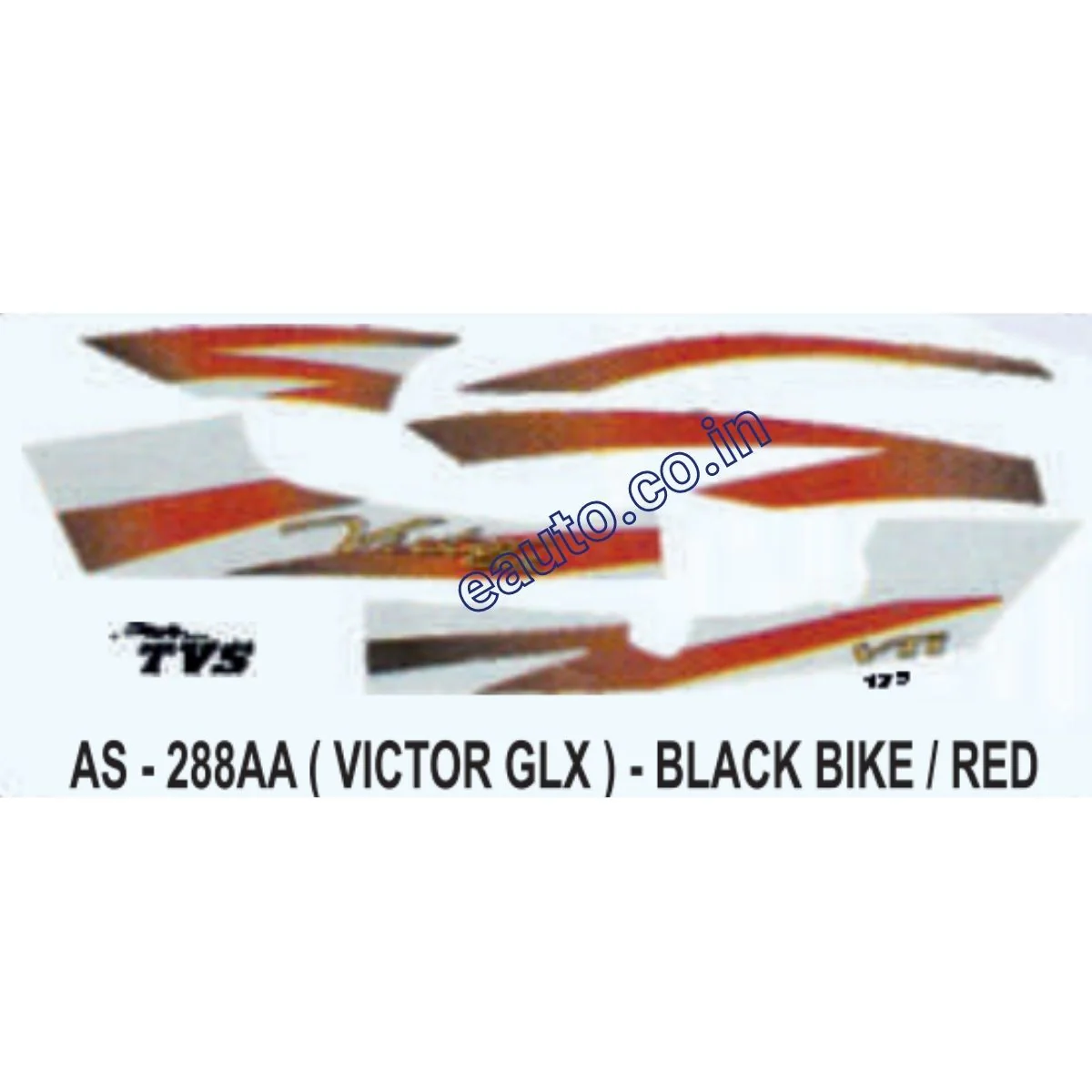 Graphics Sticker Set for TVS Victor GLX | Black Vehicle | Red Sticker | Both Sides