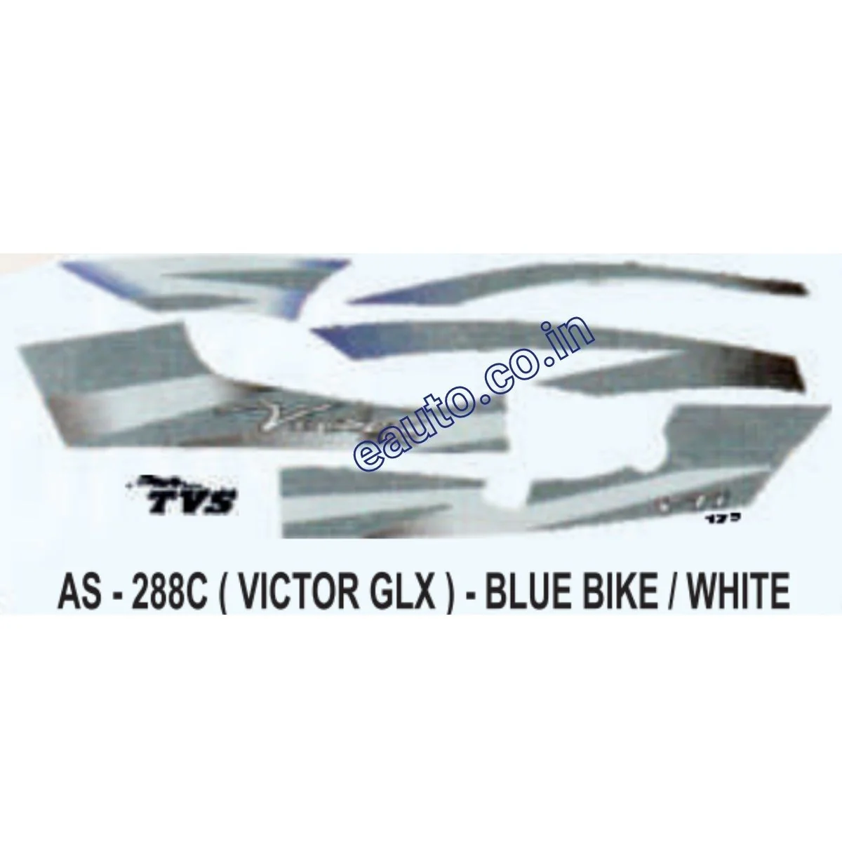 Graphics Sticker Set for TVS Victor GLX | Blue Vehicle | White Sticker | Both Sides