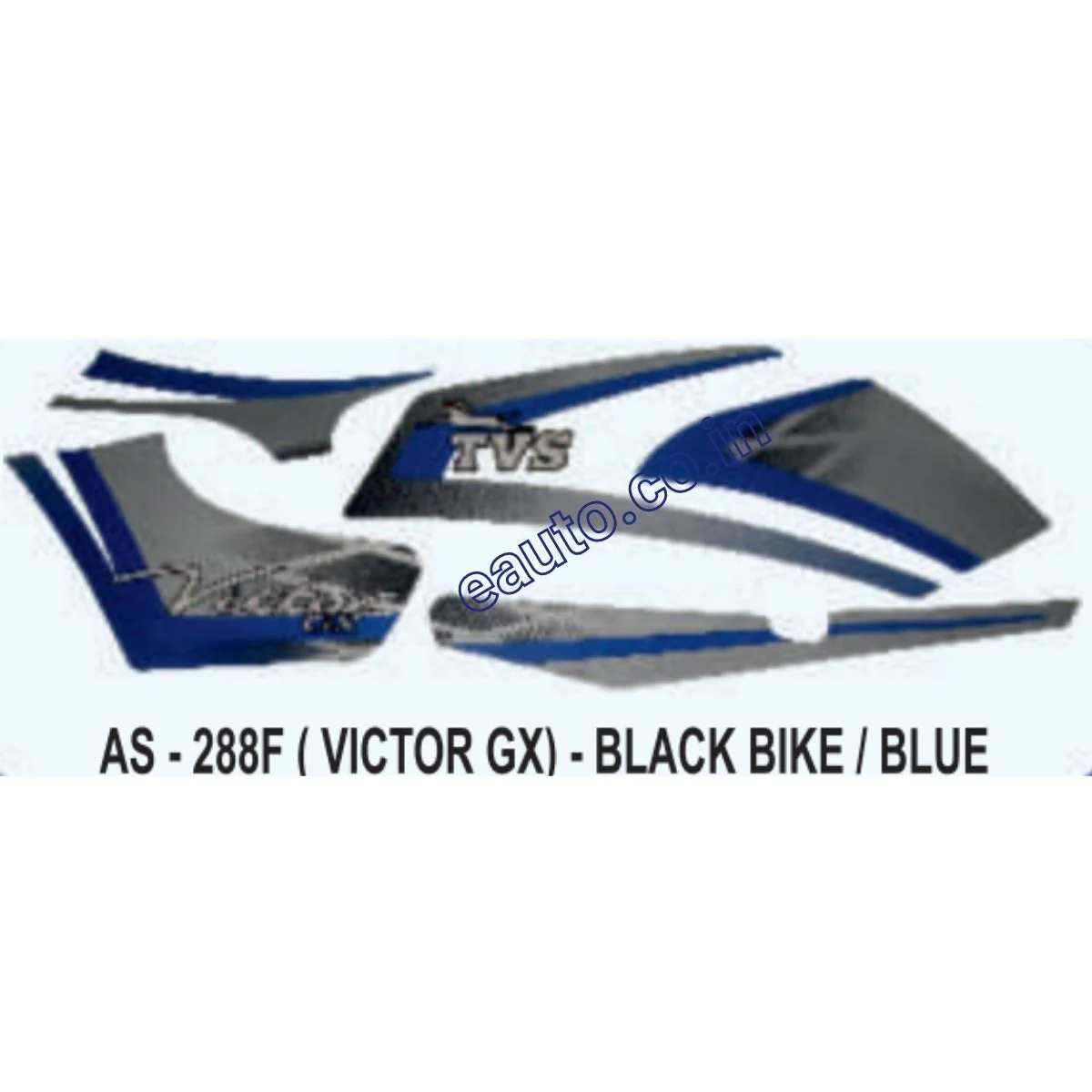 Graphics Sticker Set for TVS Victor GX | Black Vehicle | Blue Sticker | Both Sides