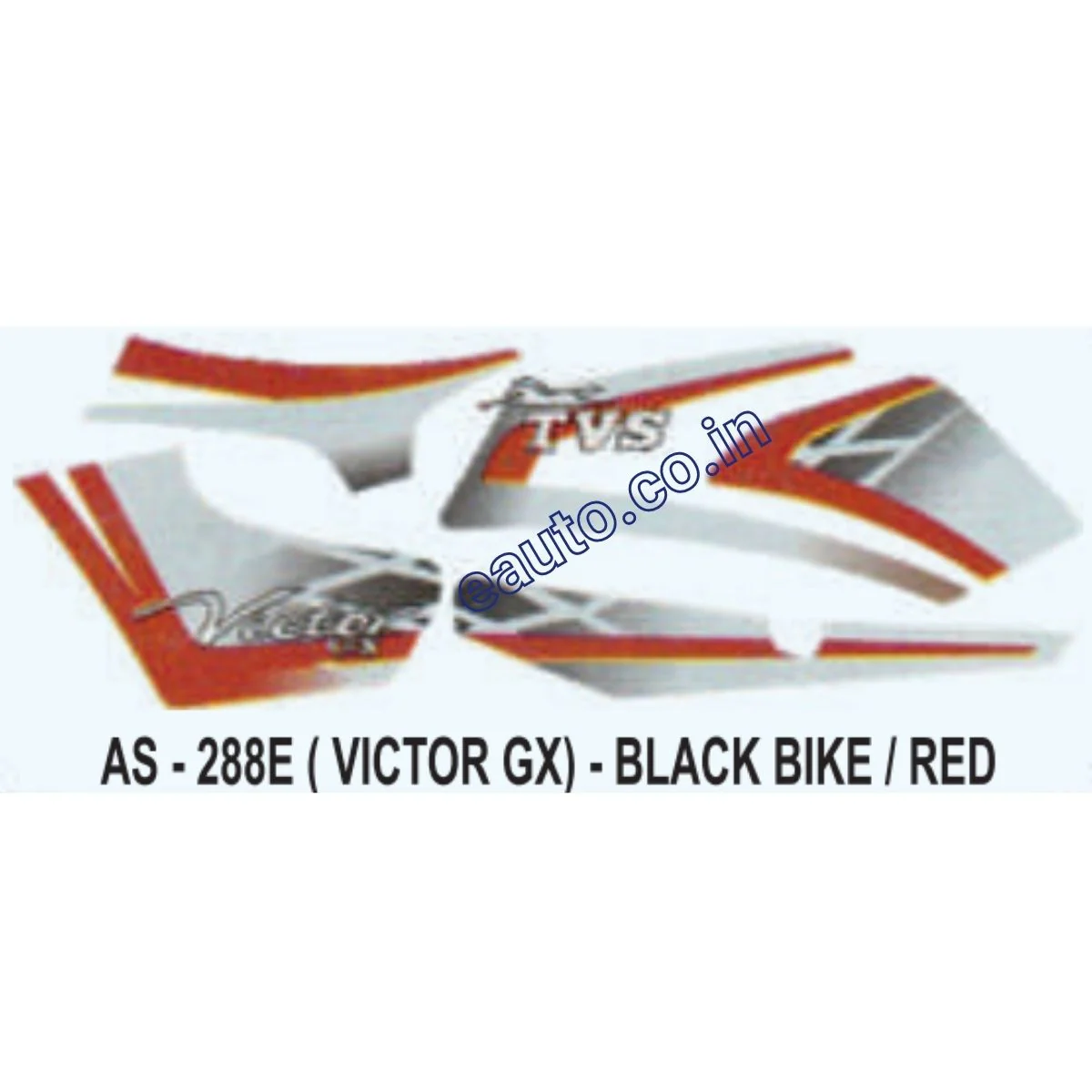 Graphics Sticker Set for TVS Victor GX | Black Vehicle | Red Sticker | Both Sides