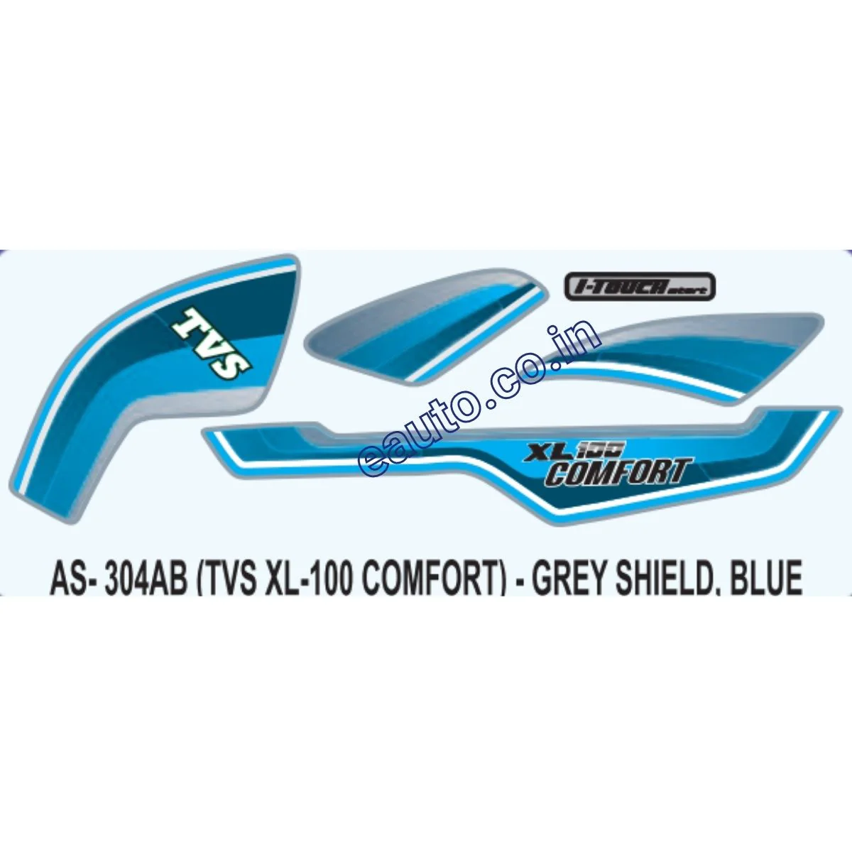 Graphics Sticker Set for TVS XL 100 Comfort | Grey Vehicle | Blue Sticker | Both Sides
