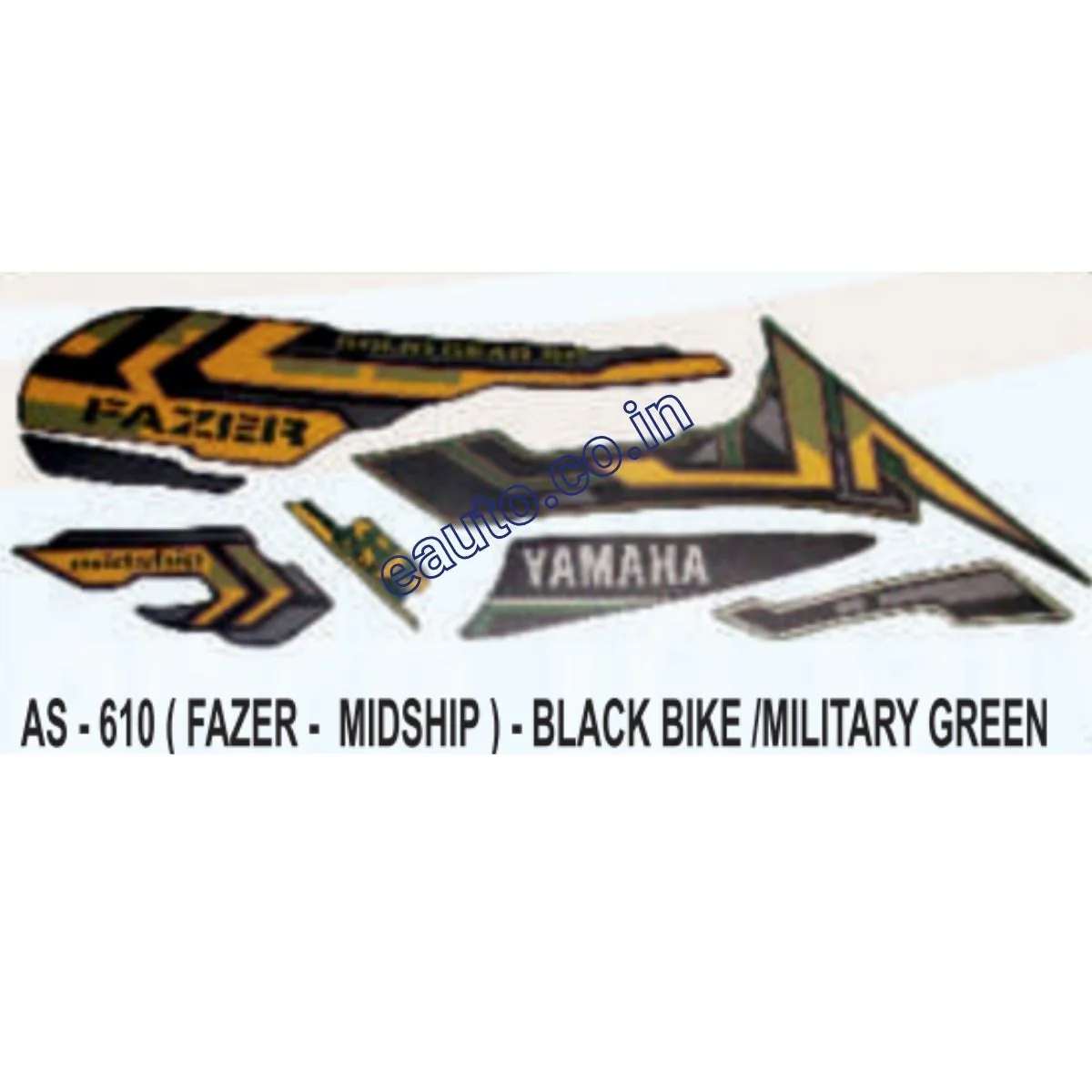 Graphics Sticker Set for Yamaha FAZER | Black Vehicle | Military Green Sticker | Both Sides