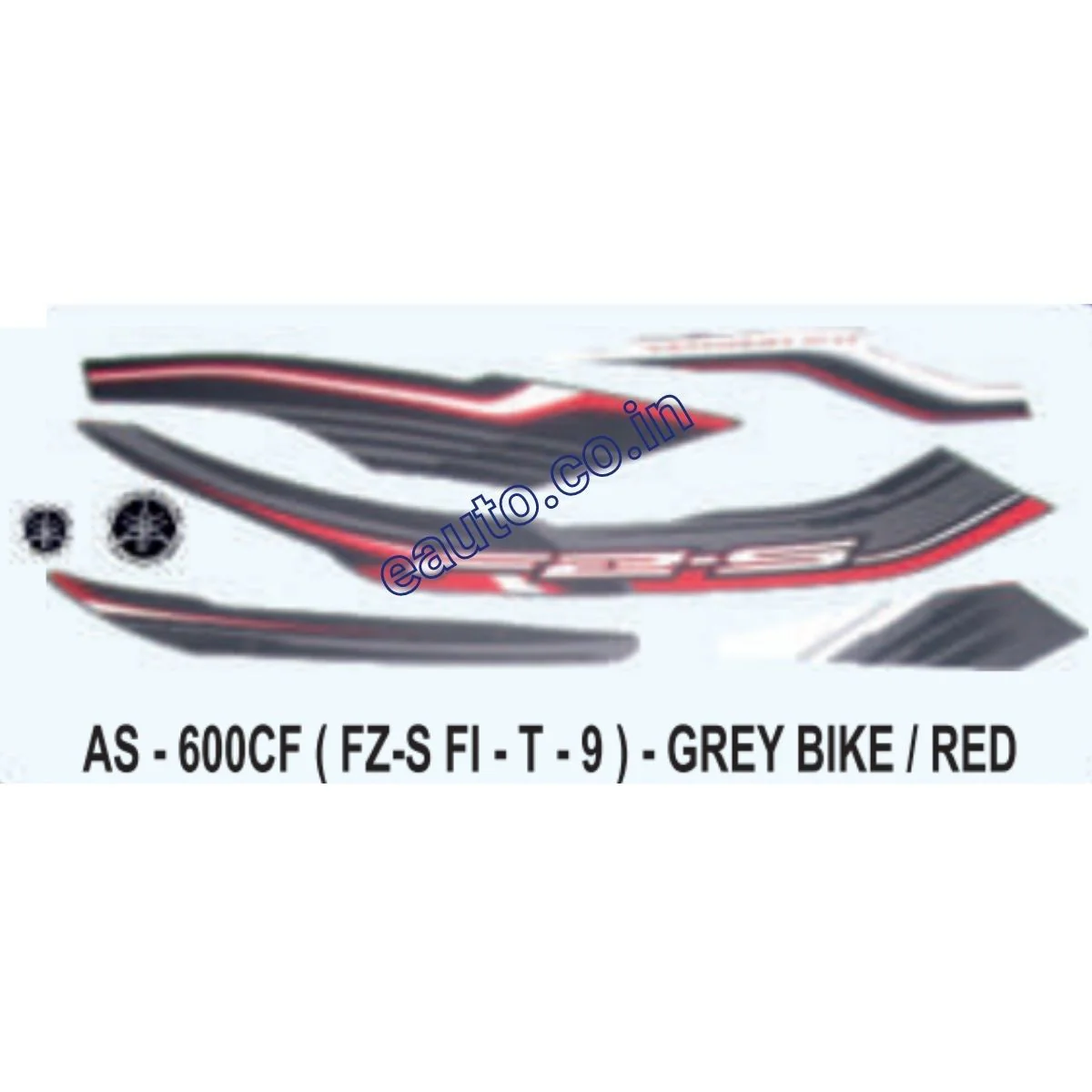 Graphics Sticker Set for Yamaha FZ-S FI | Type 9 | Grey Vehicle | Red Sticker | Both Sides