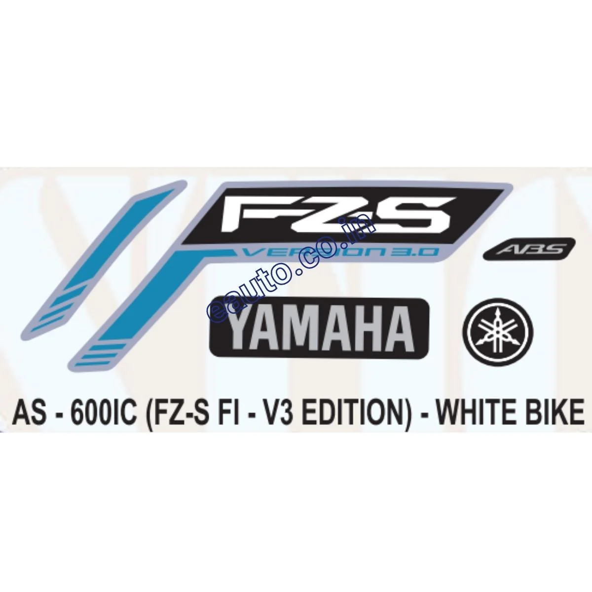 Graphics Sticker Set for Yamaha FZ-S FI V3 | White Vehicle | Both Sides