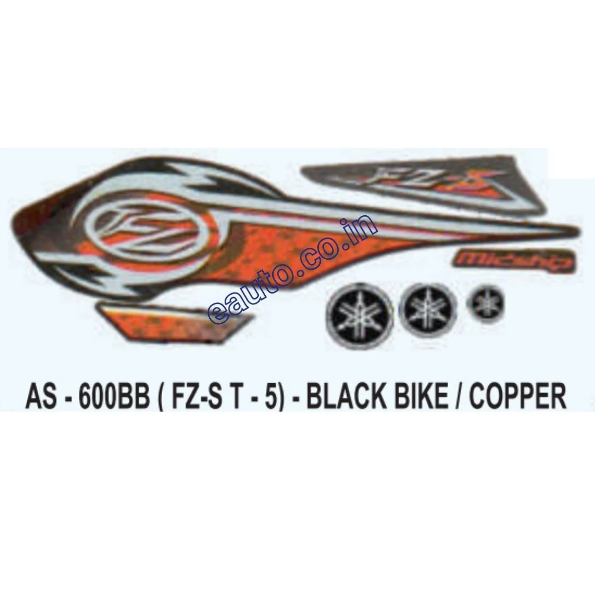 Graphics Sticker Set for Yamaha FZ-S | Type 5 | Black Vehicle | Copper Sticker | Both Sides