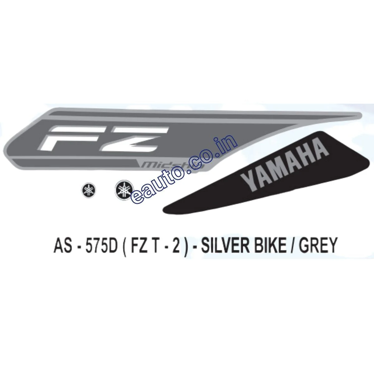 Graphics Sticker Set for Yamaha FZ | Type 2 | Silver Vehicle | Grey Sticker | Both Sides