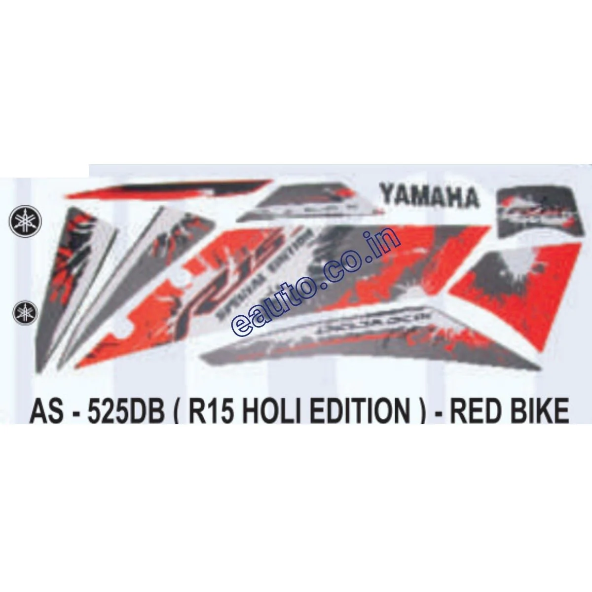Graphics Sticker Set for Yamaha R15 | Holi Edition | Red Vehicle | Both Sides