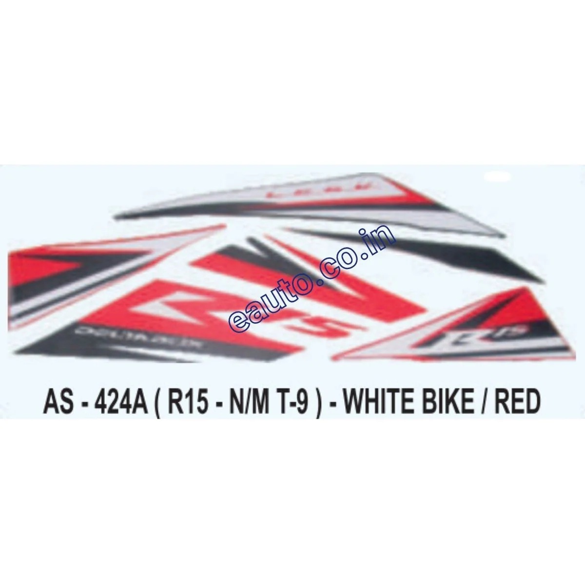 Graphics Sticker Set for Yamaha R15 | New Model Type 9 | White Vehicle | Red Sticker | Both Sides