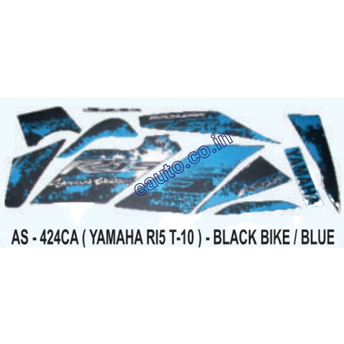 Graphics Sticker Set for Yamaha R15 | Type 10 | Black Vehicle | Blue Sticker | Both Sides