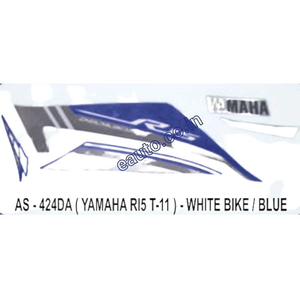 Graphics Sticker Set for Yamaha R15 | Type 11 | White Vehicle | Blue Sticker | Both Sides