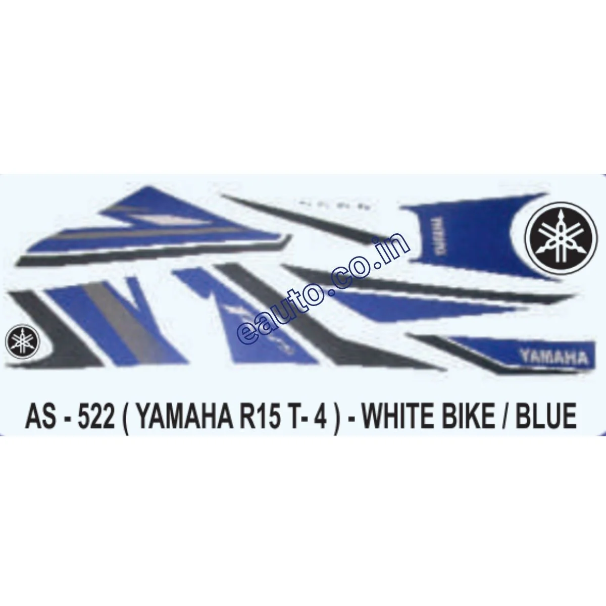 Graphics Sticker Set for Yamaha R15 | Type 4 | White Vehicle | Blue Sticker | Both Sides
