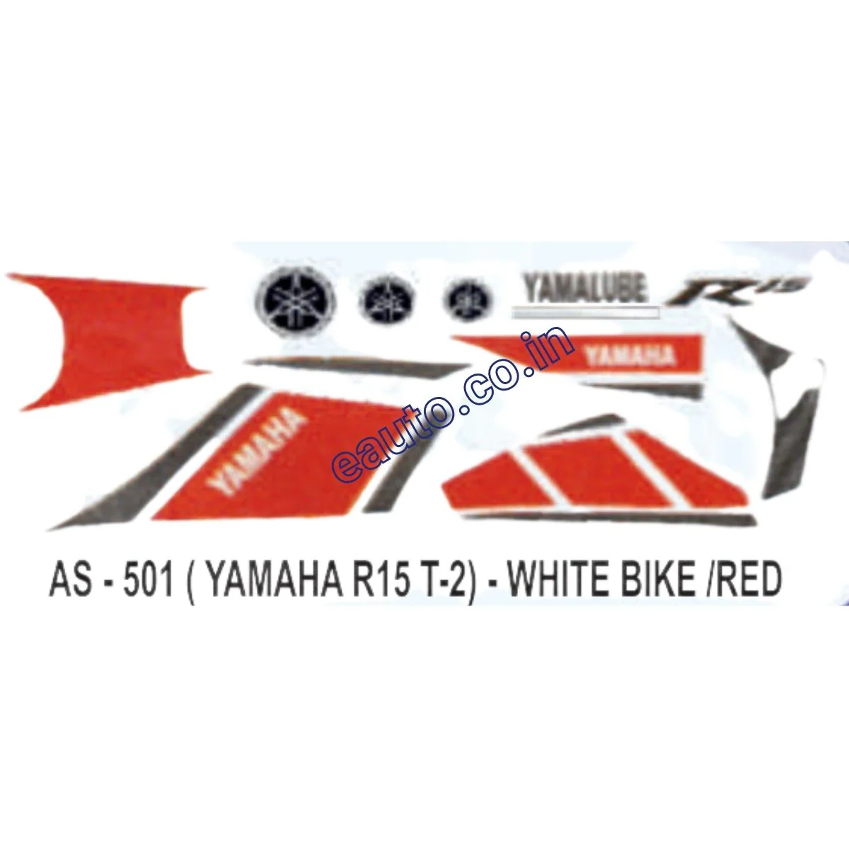 Graphics Sticker Set for Yamaha R15 V2 | Type 2 | White Vehicle | Red Sticker | Both Sides