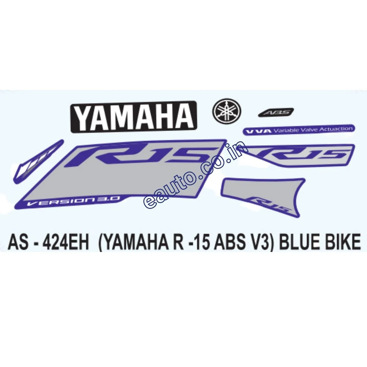 Graphics Sticker Set for Yamaha R15 V3 | ABS | Blue Vehicle | Both Sides