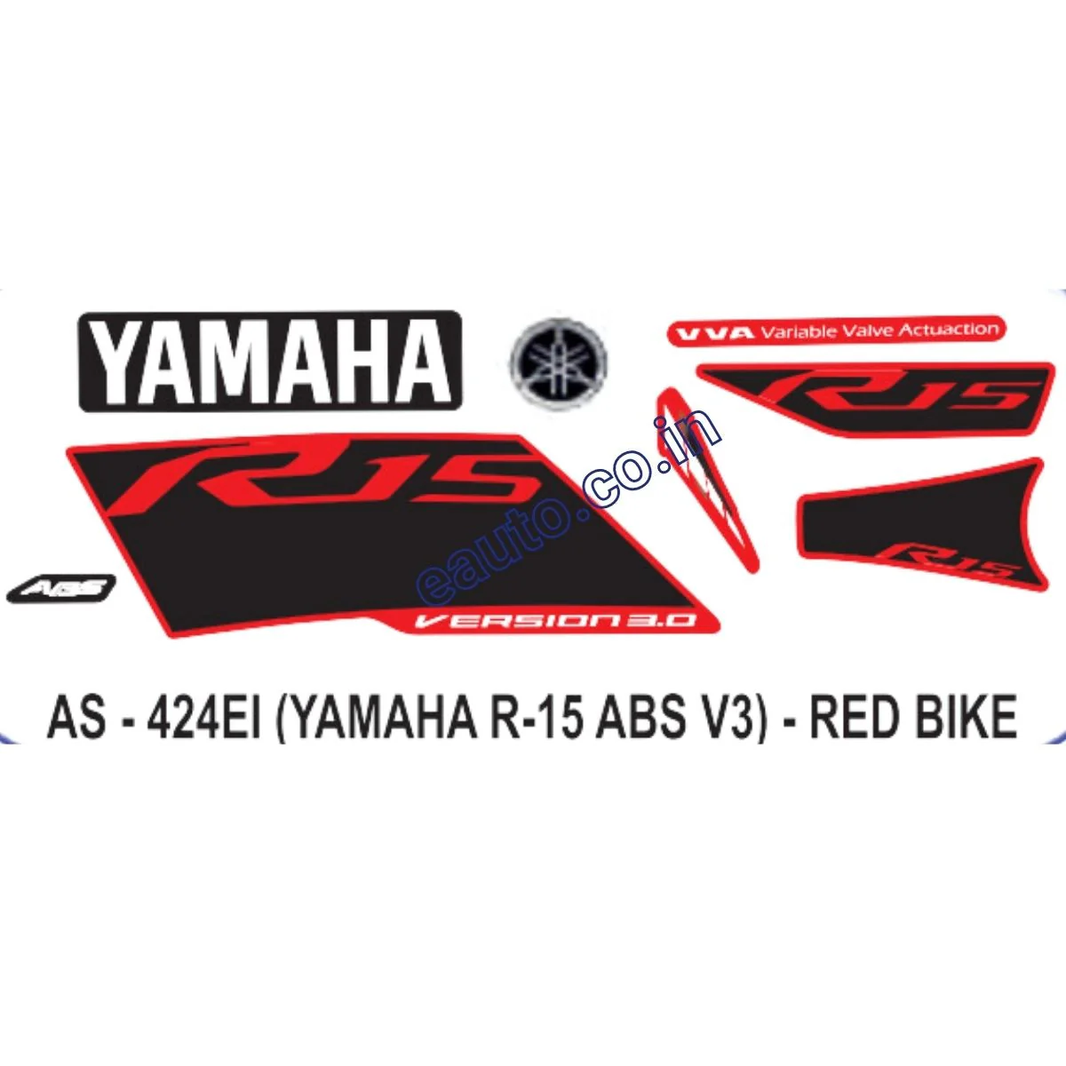 Graphics Sticker Set for Yamaha R15 V3 | ABS | Red Vehicle | Both Sides