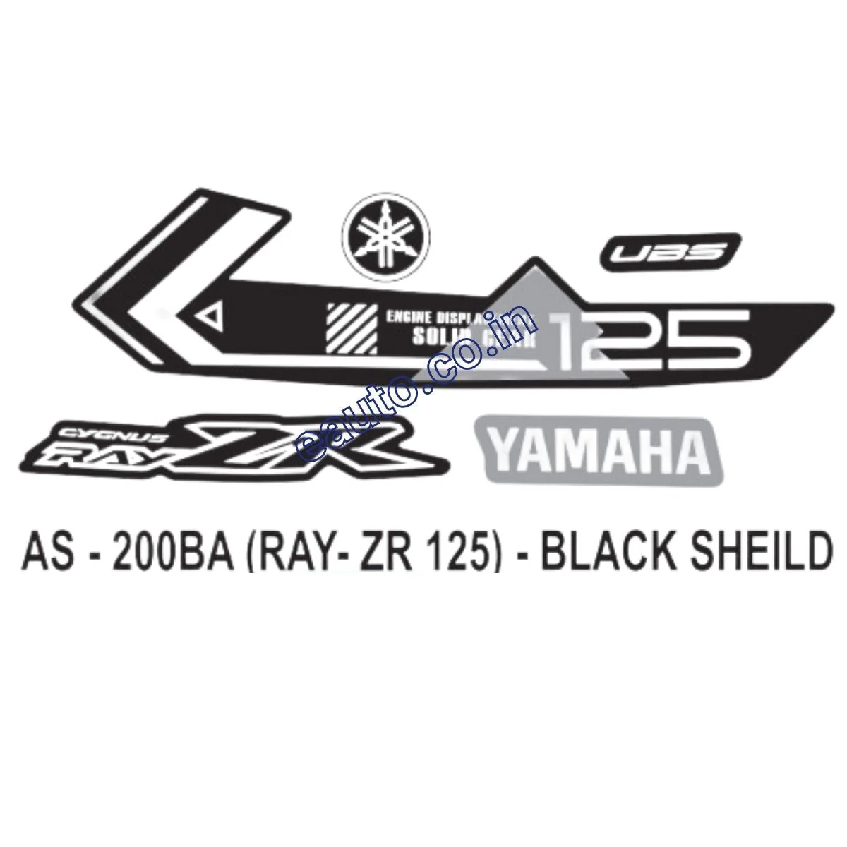 Graphics Sticker Set for Yamaha Ray ZR 125 | Black Sticker | Both Sides