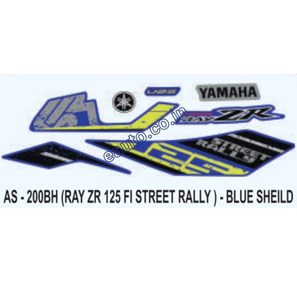 Graphics Sticker Set for Yamaha Ray ZR 125 FI | Street Rally | Blue Shield Sticker | Both Sides