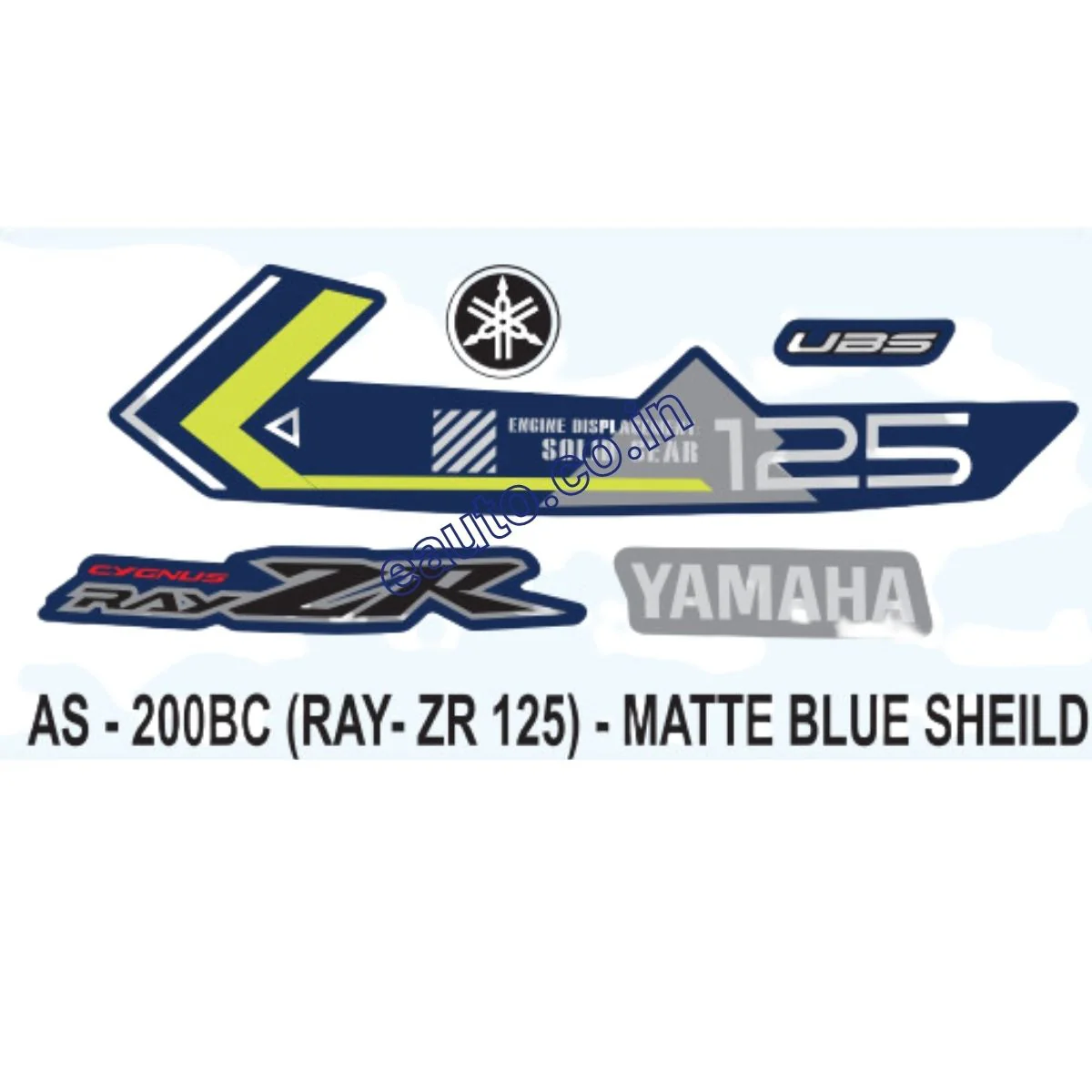Graphics Sticker Set for Yamaha Ray ZR 125 | Matte Blue Sticker | Both Sides