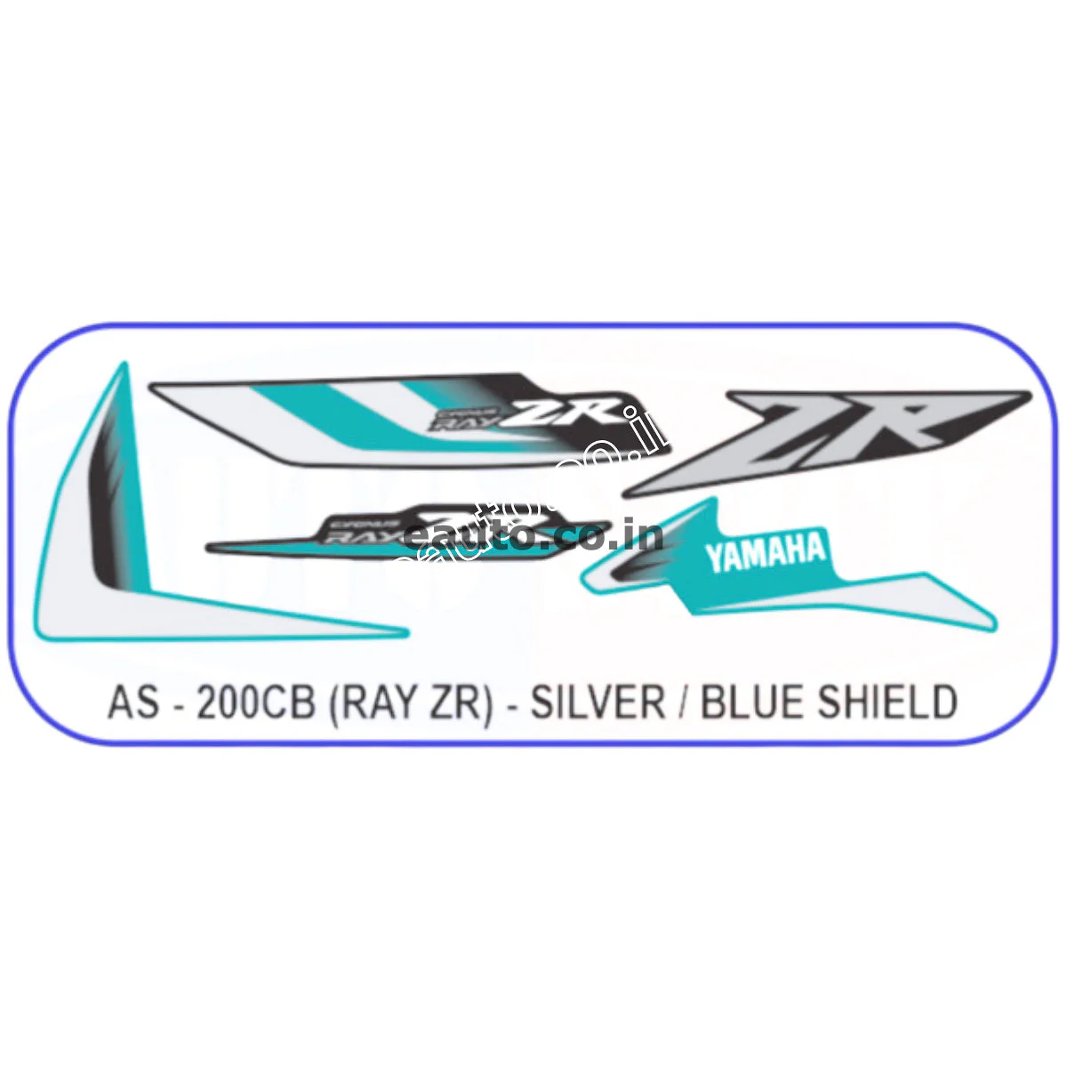 Graphics Sticker Set for Yamaha Ray ZR | Silver & Blue Sticker | Both Sides