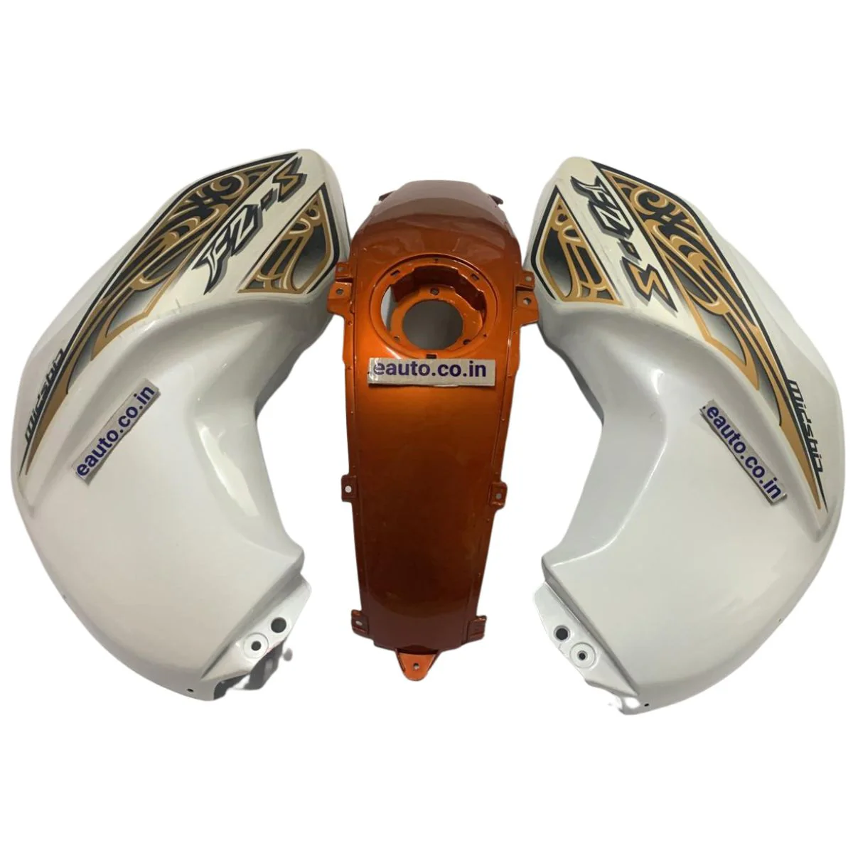 Tank Cover for Yamaha FZ | FZ16 | FZ-S V1 | White & Orange | Set of 3