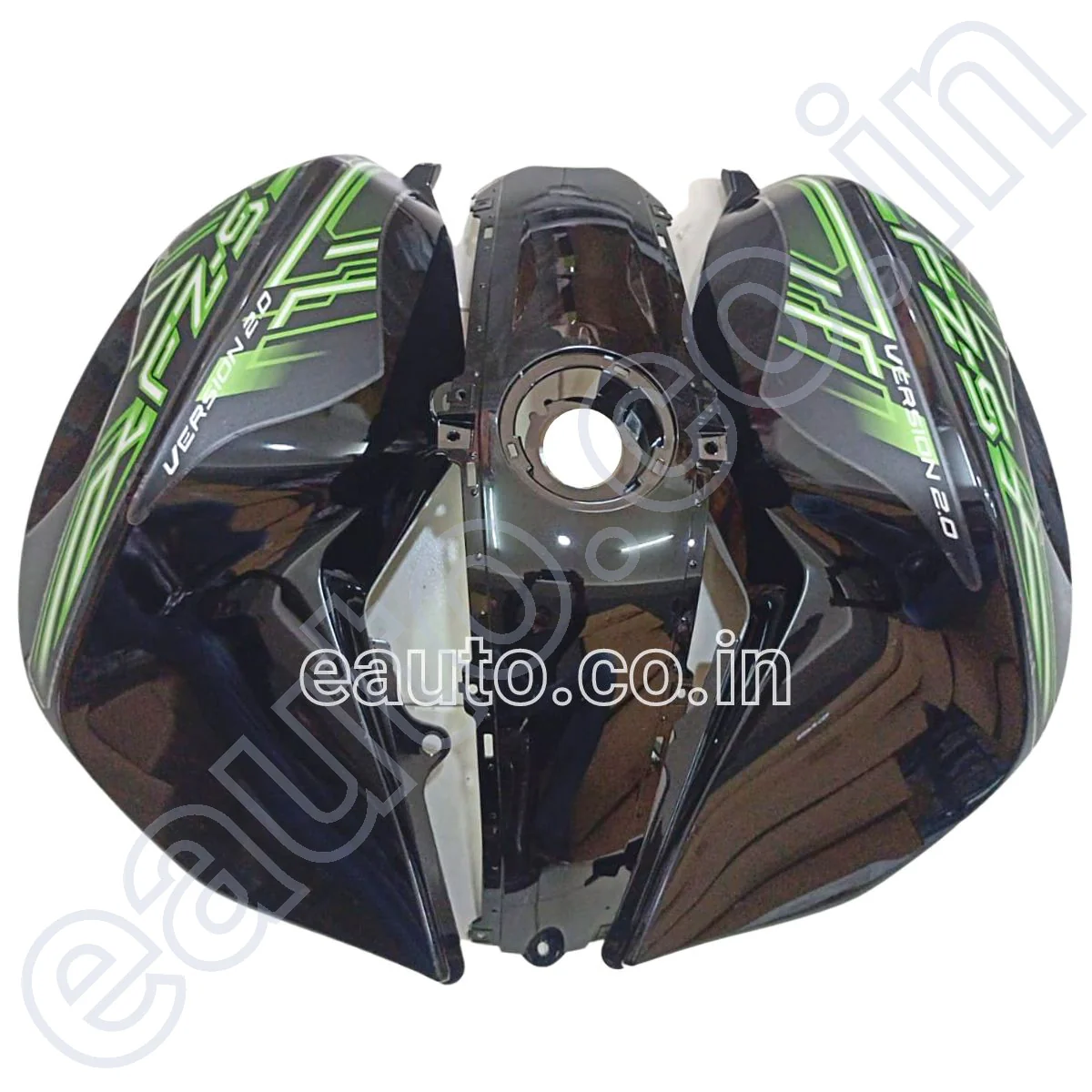 Tank Cover for Yamaha FZ-S V2 | Black & Green | Set of 3 - Image 2