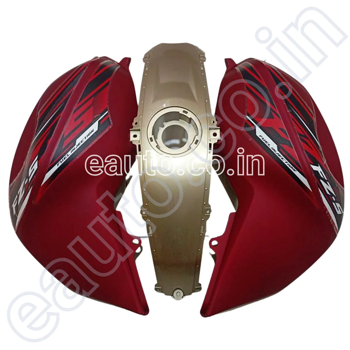 Tank Cover for Yamaha FZ-S V2 | Matt Red & Golden | Set of 3 - Image 2