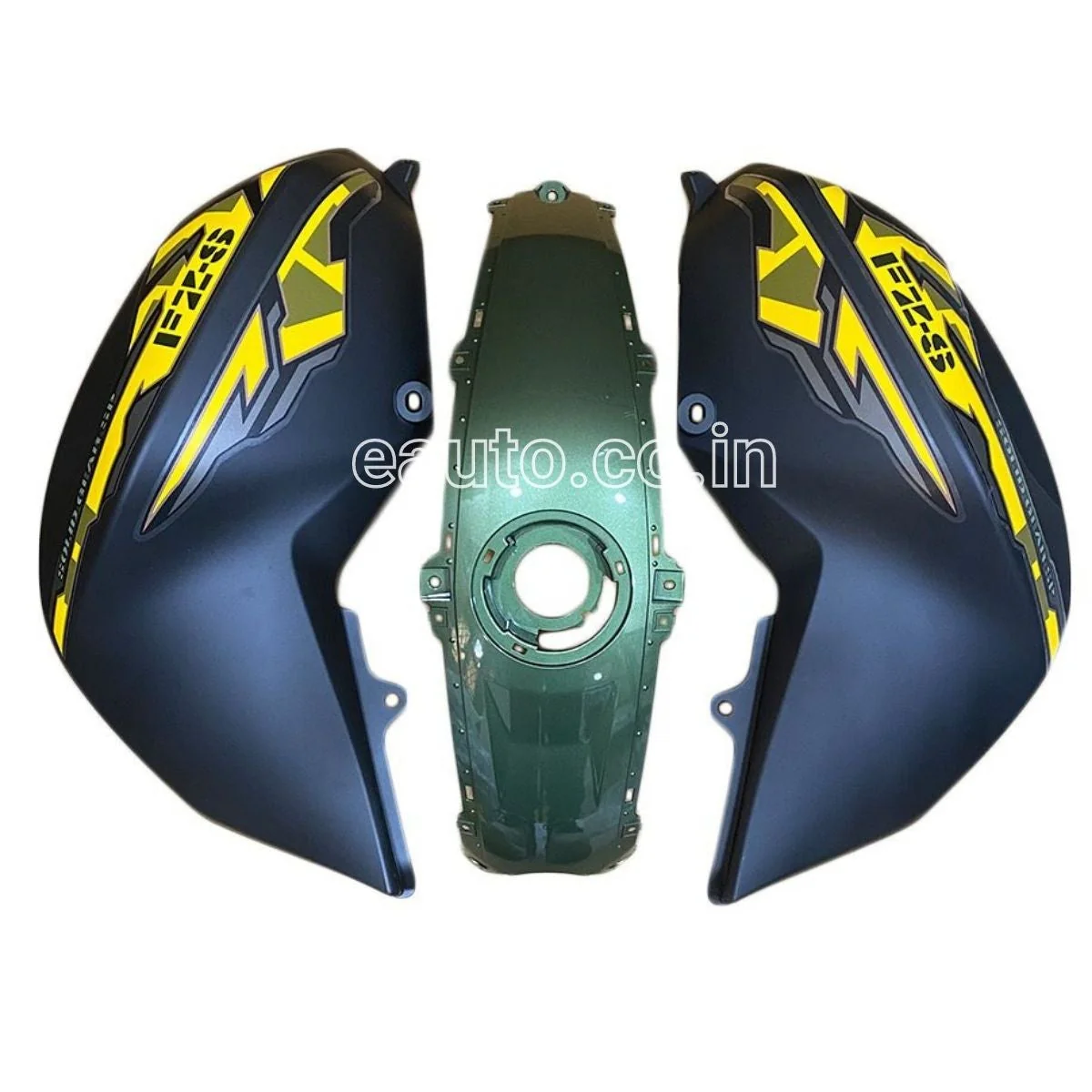 Tank Cover with Graphics for Yamaha FZ-S V2 | Military Green & Yellow | Set of 3