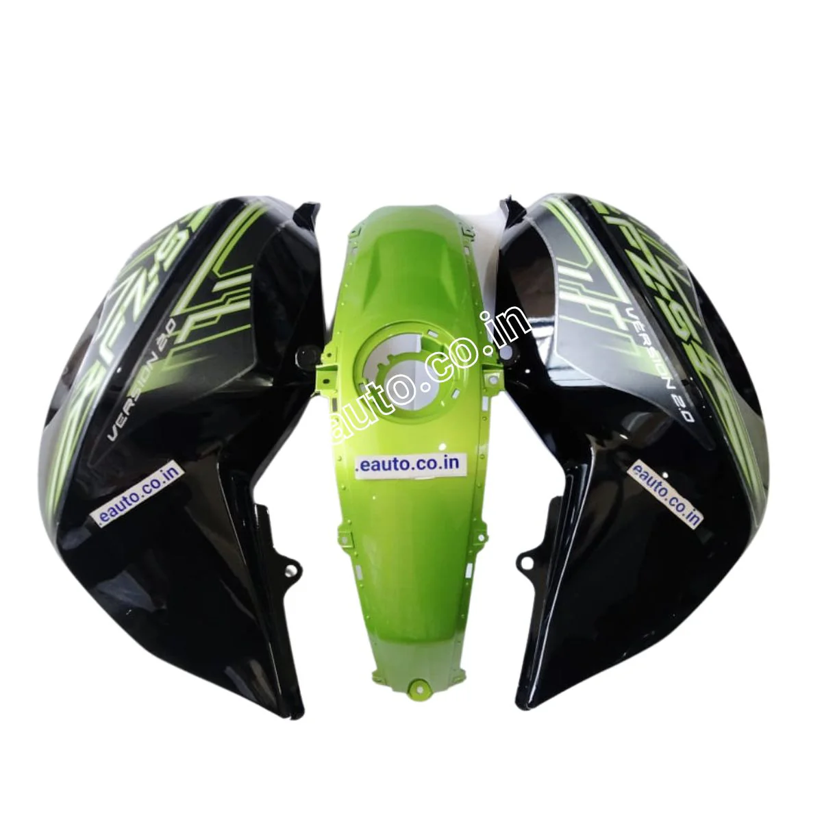 Tank Cover with Graphics for Yamaha FZ-S V2.0 | Black & Green | Set of 3