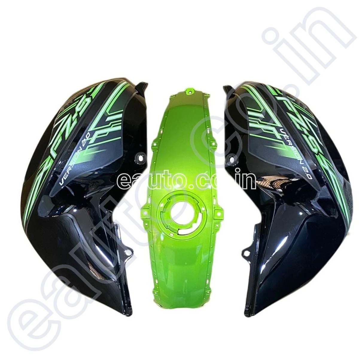 Tank Cover with Graphics for Yamaha FZ-S V2.0 | Black & Green | Set of 3 - Image 2