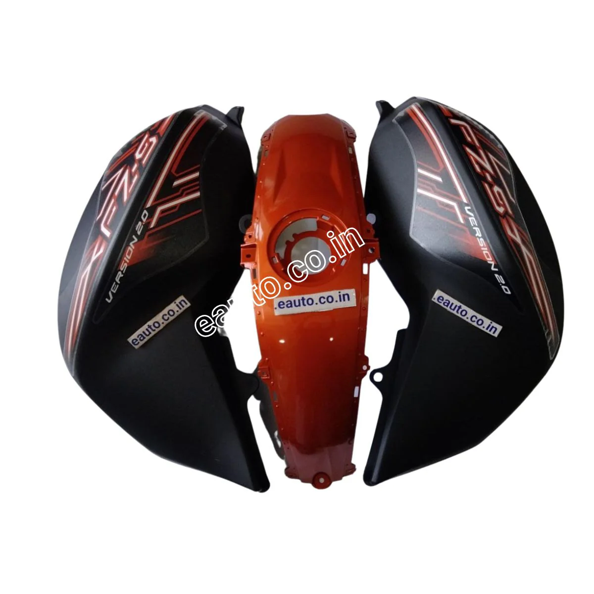 Tank Cover with Graphics for Yamaha FZ-S V2.0 | Matt Black & Orange | Set of 3